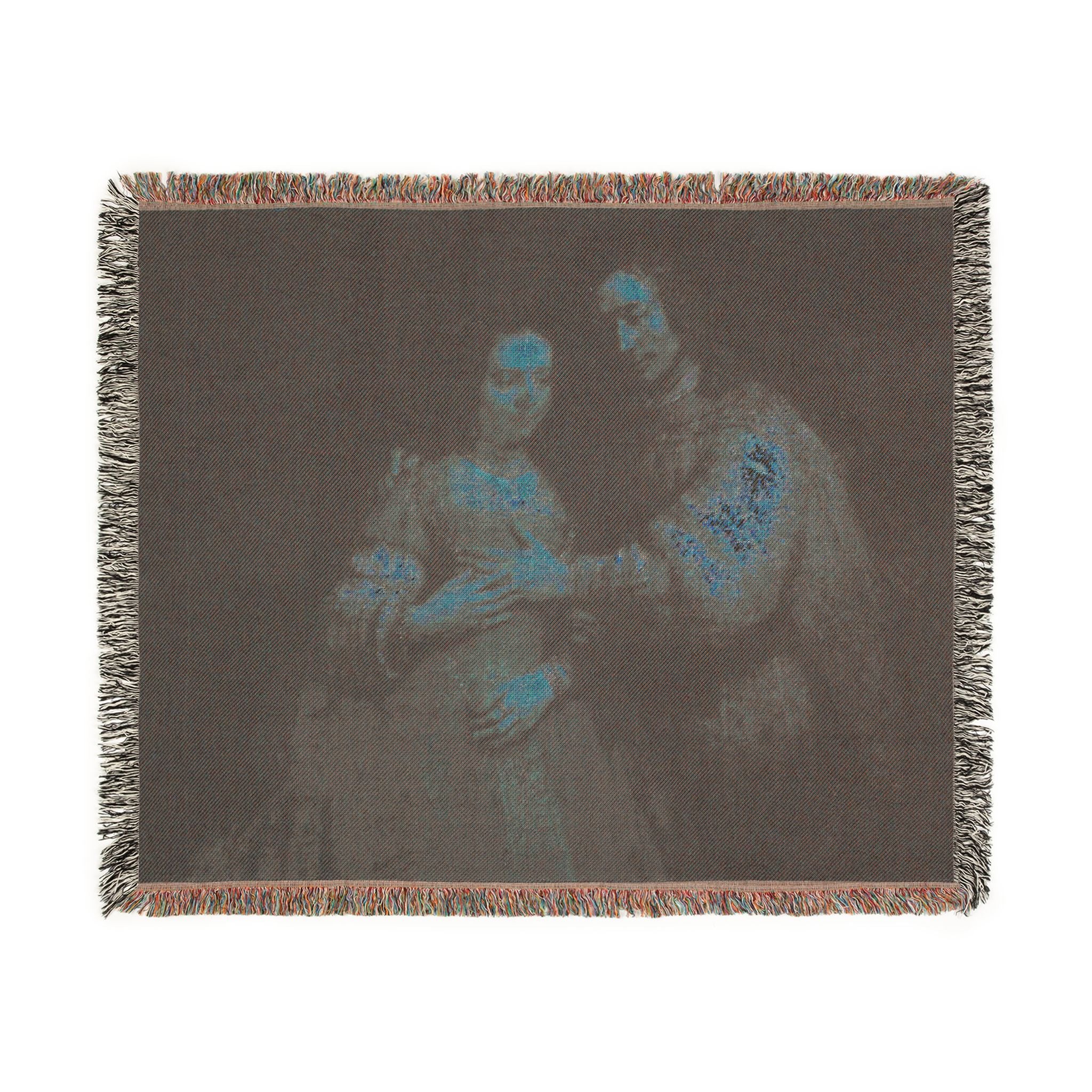 Rembrandt Harmensz. van Rijn - Portret van een paar als oudtestamentische figuren, genaamd 'Het Joodse bruidje' - Google | Woven Tapestry Blanket - Image 8