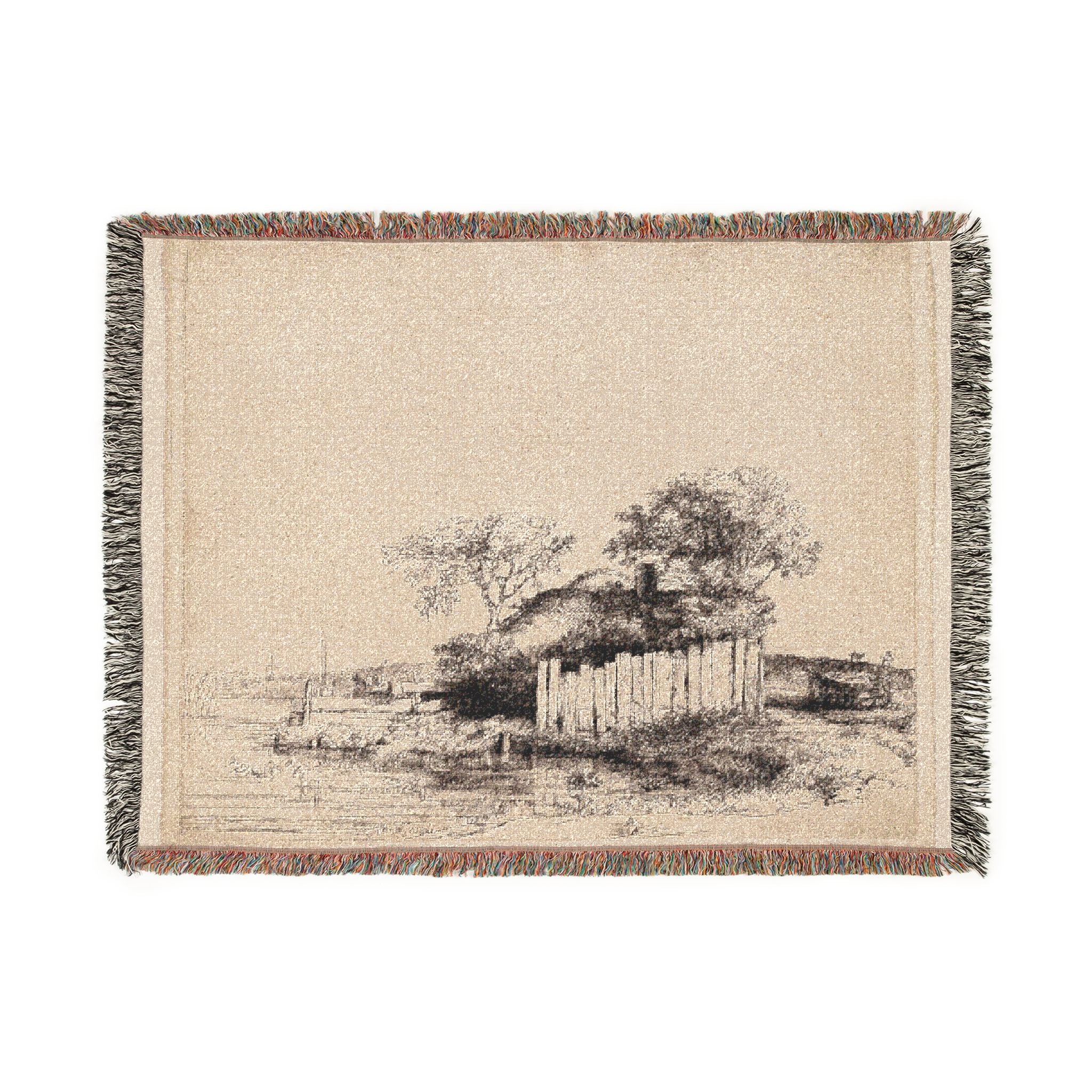 Rembrandt van Rijn - A Cottage with White Paling | Woven Tapestry Blanket - Image 10