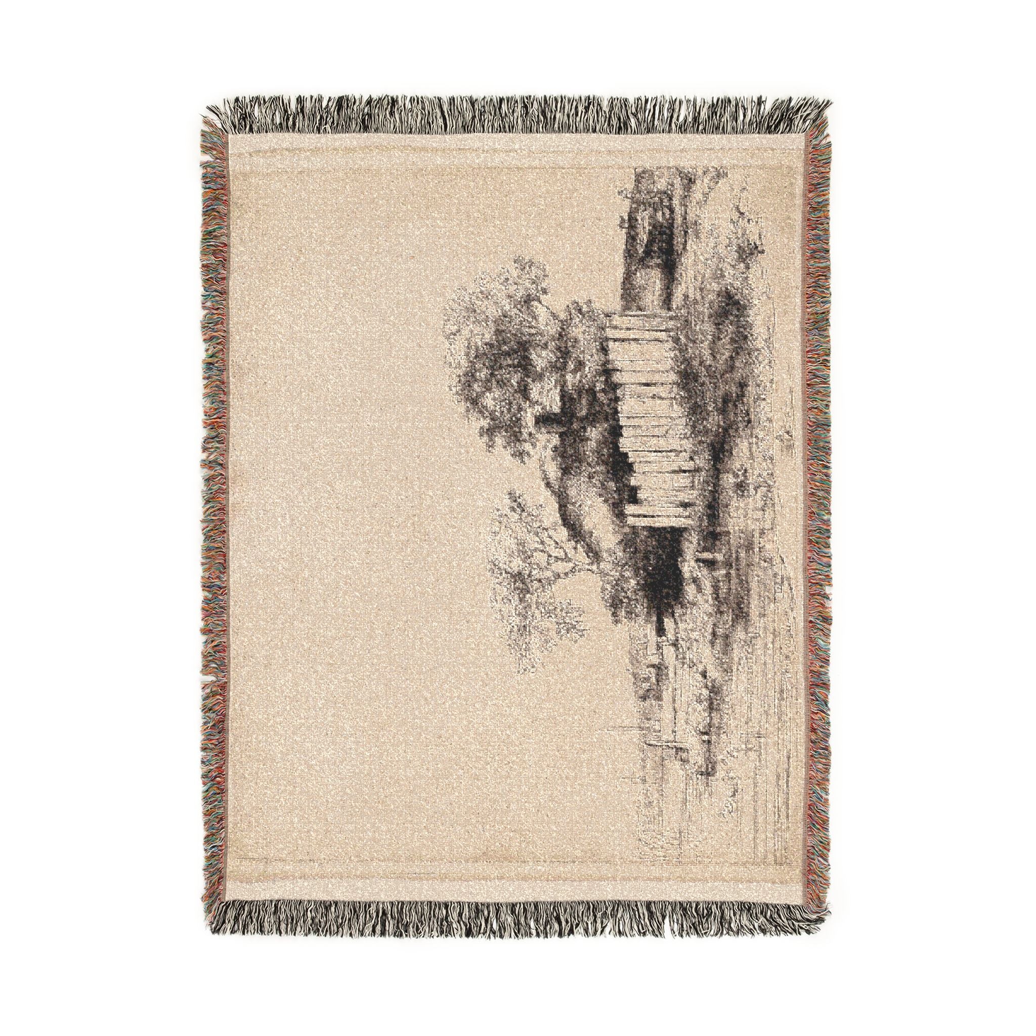 Rembrandt van Rijn - A Cottage with White Paling | Woven Tapestry Blanket - Image 11