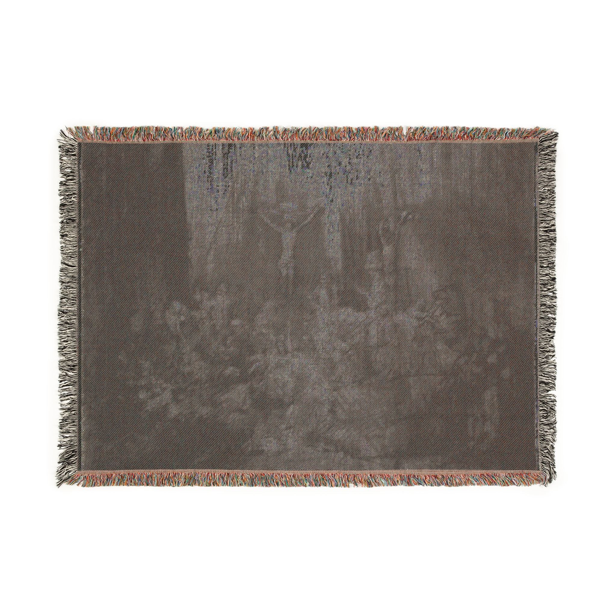 Rembrandt van Rijn - Christ Crucified between the Two Thieves The Three Crosses | Woven Tapestry Blanket - Image 4
