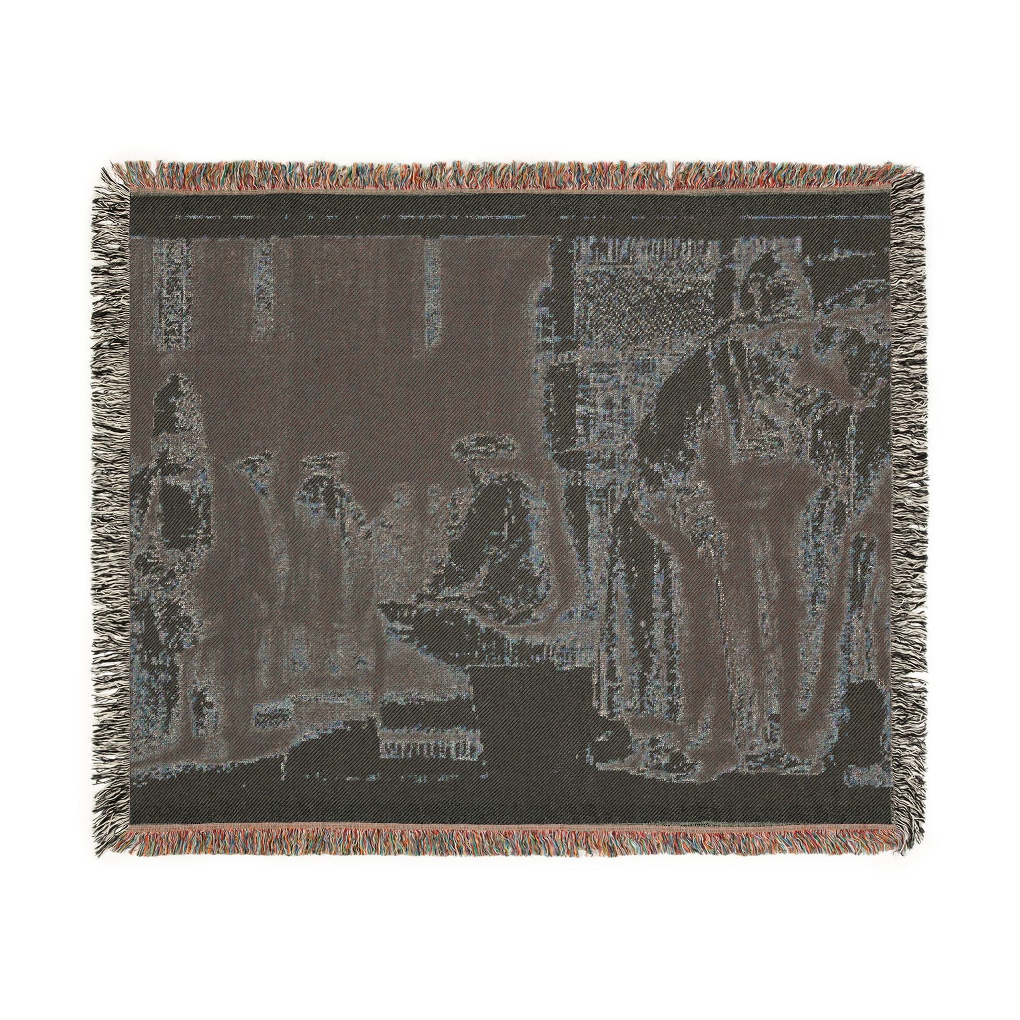 Rembrandt van Rijn - Jews in the Synagogue | Woven Tapestry Blanket - Image 8