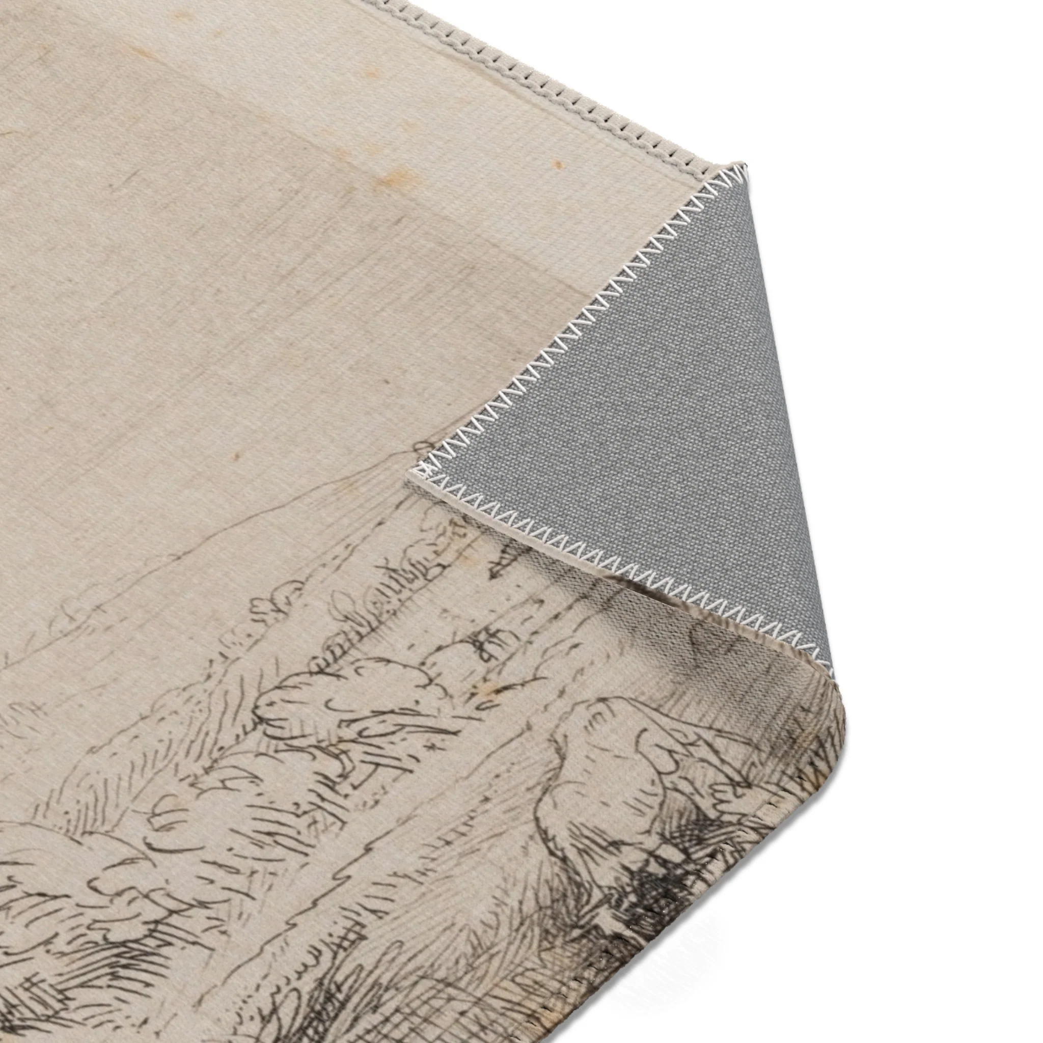 Rembrandt van Rijn - Landscape with a Cow Drinking | Area Rug - Image 15