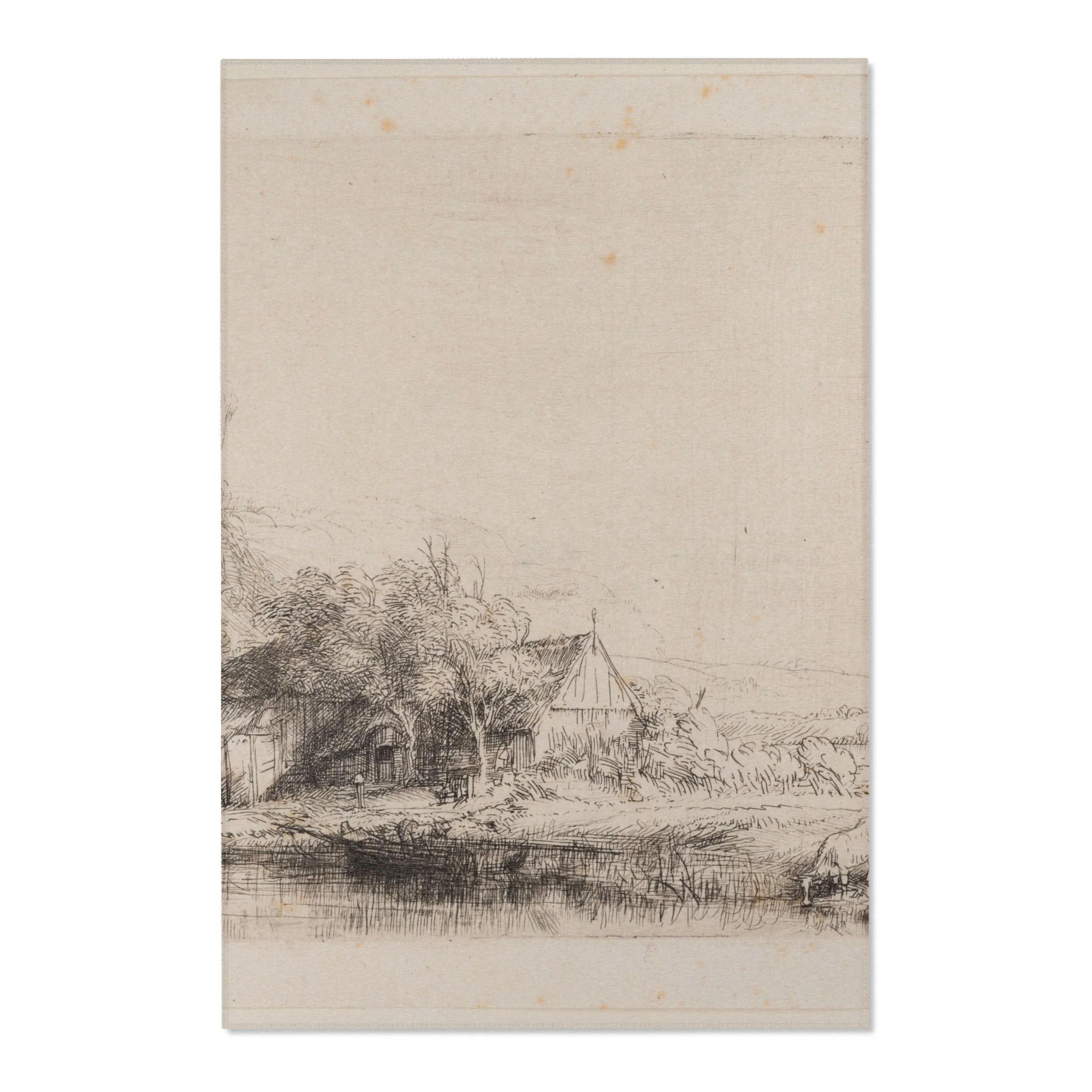Rembrandt van Rijn - Landscape with a Cow Drinking | Area Rug - Image 3