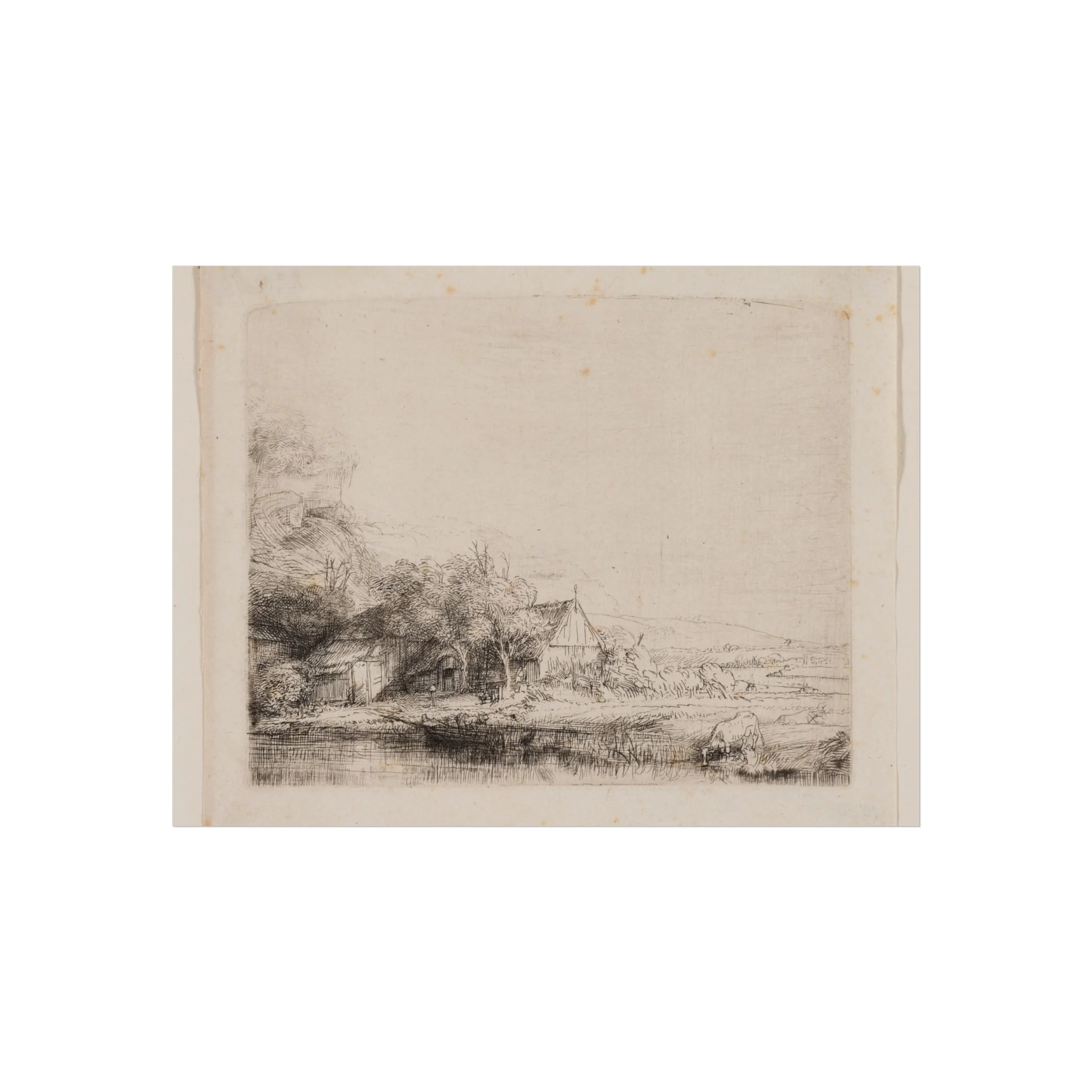 Rembrandt van Rijn - Landscape with a Cow Drinking | Fine Art Poster - Image 3