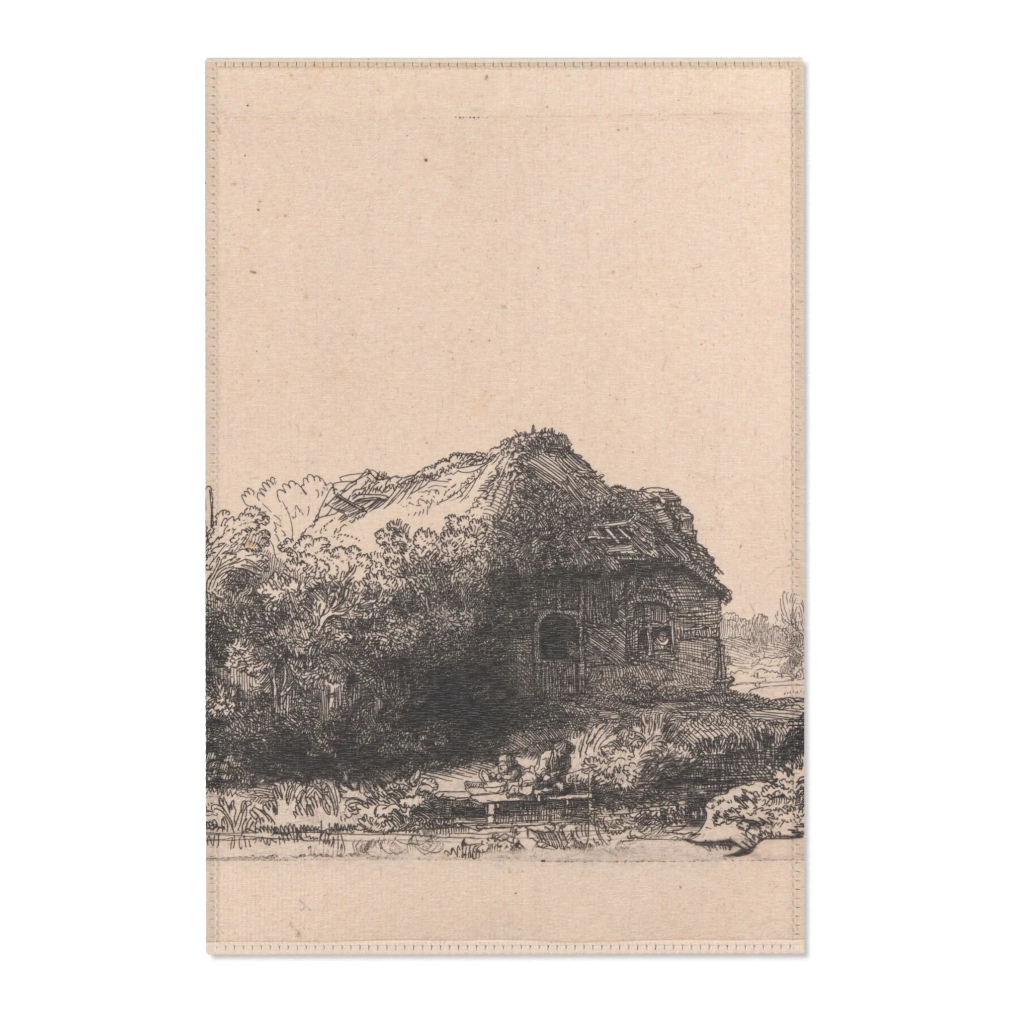 Rembrandt van Rijn - Landscape with Cottages and a Hay Barn Oblong | Area Rug