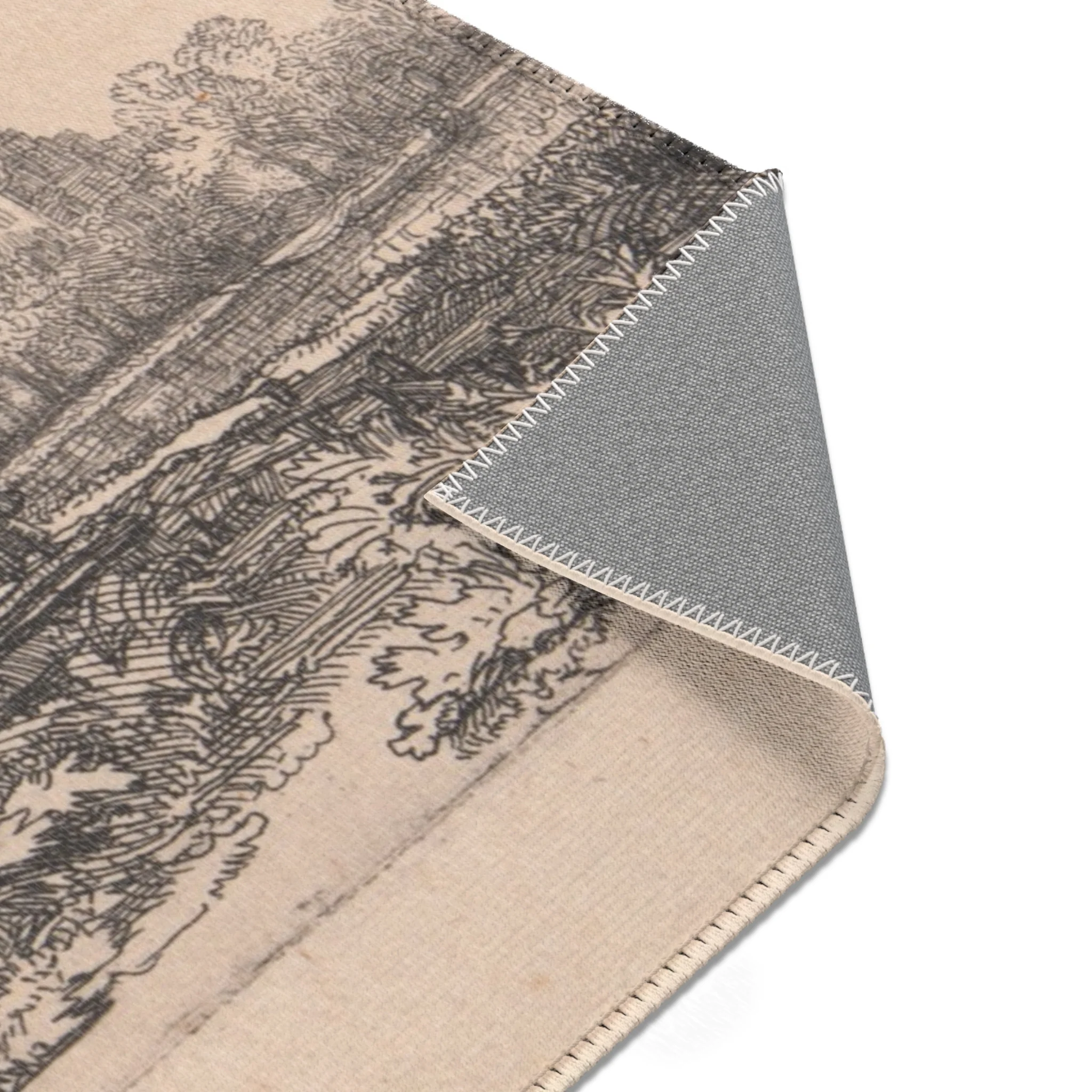 Rembrandt van Rijn - Landscape with Cottages and a Hay Barn Oblong | Area Rug - Image 17