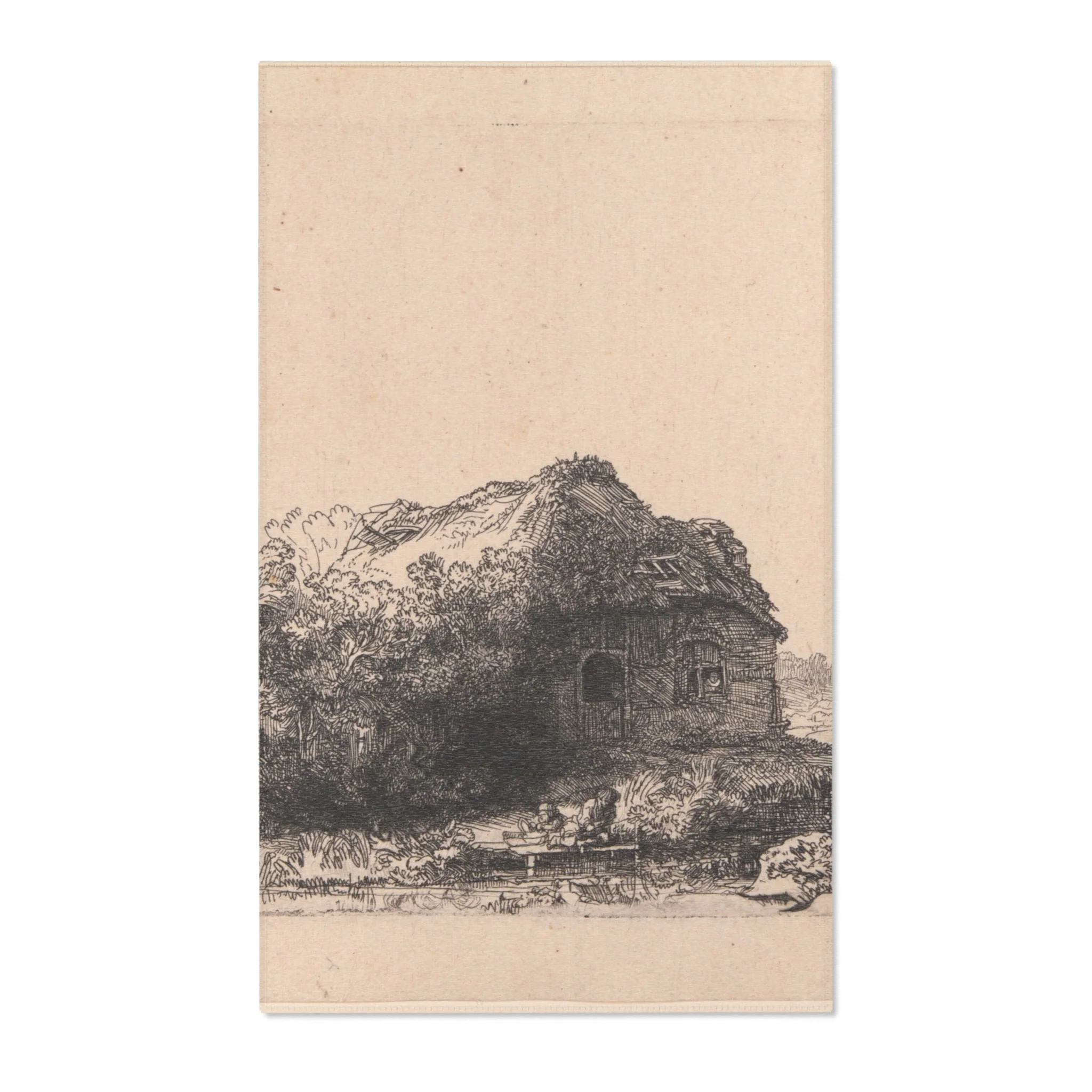 Rembrandt van Rijn - Landscape with Cottages and a Hay Barn Oblong | Area Rug - Image 2