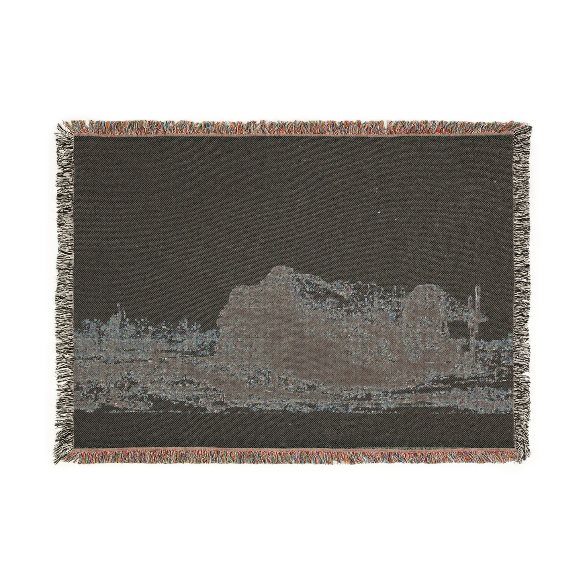 Rembrandt van Rijn - Landscape with Cottages and a Hay Barn Oblong | Woven Tapestry Blanket - Image 4
