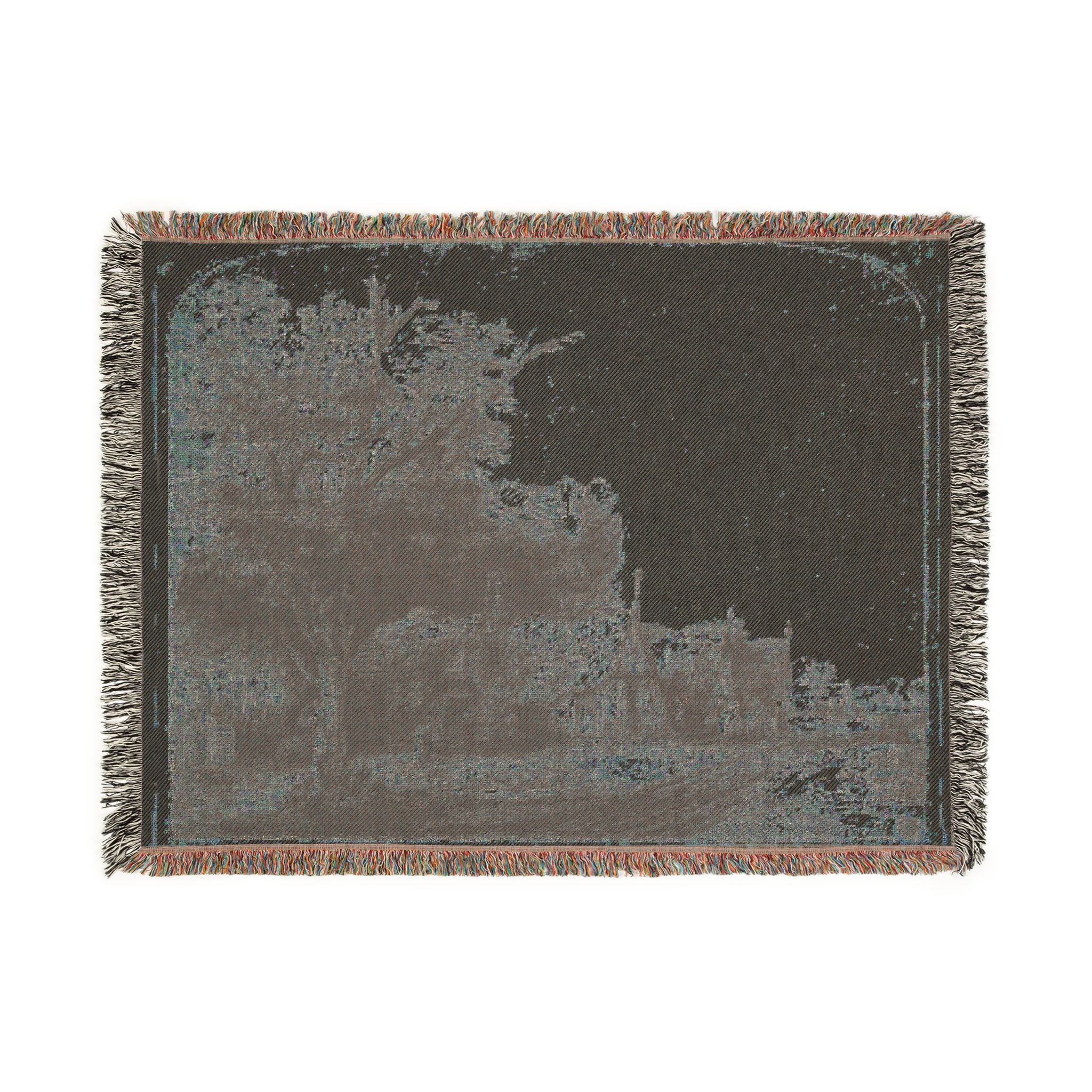 Rembrandt van Rijn - Landscape with Three Gabled Cottages Beside a Road | Woven Tapestry Blanket - Image 12