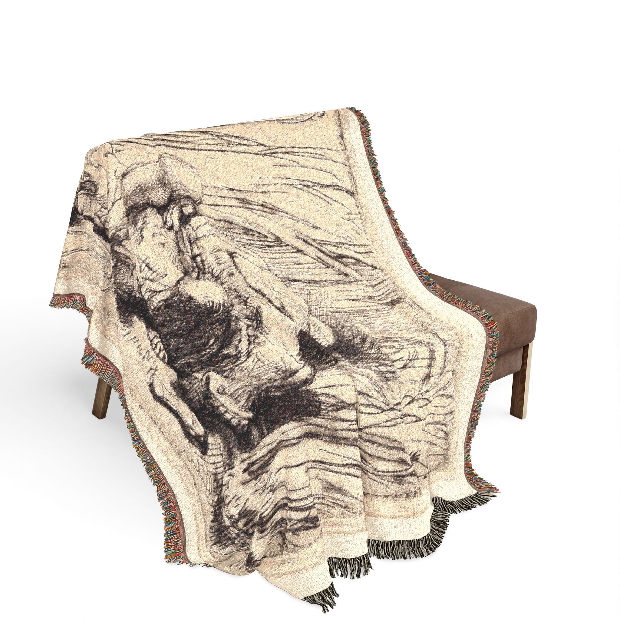Rembrandt van Rijn - The Monk in the Cornfield | Woven Tapestry Blanket - Image 3