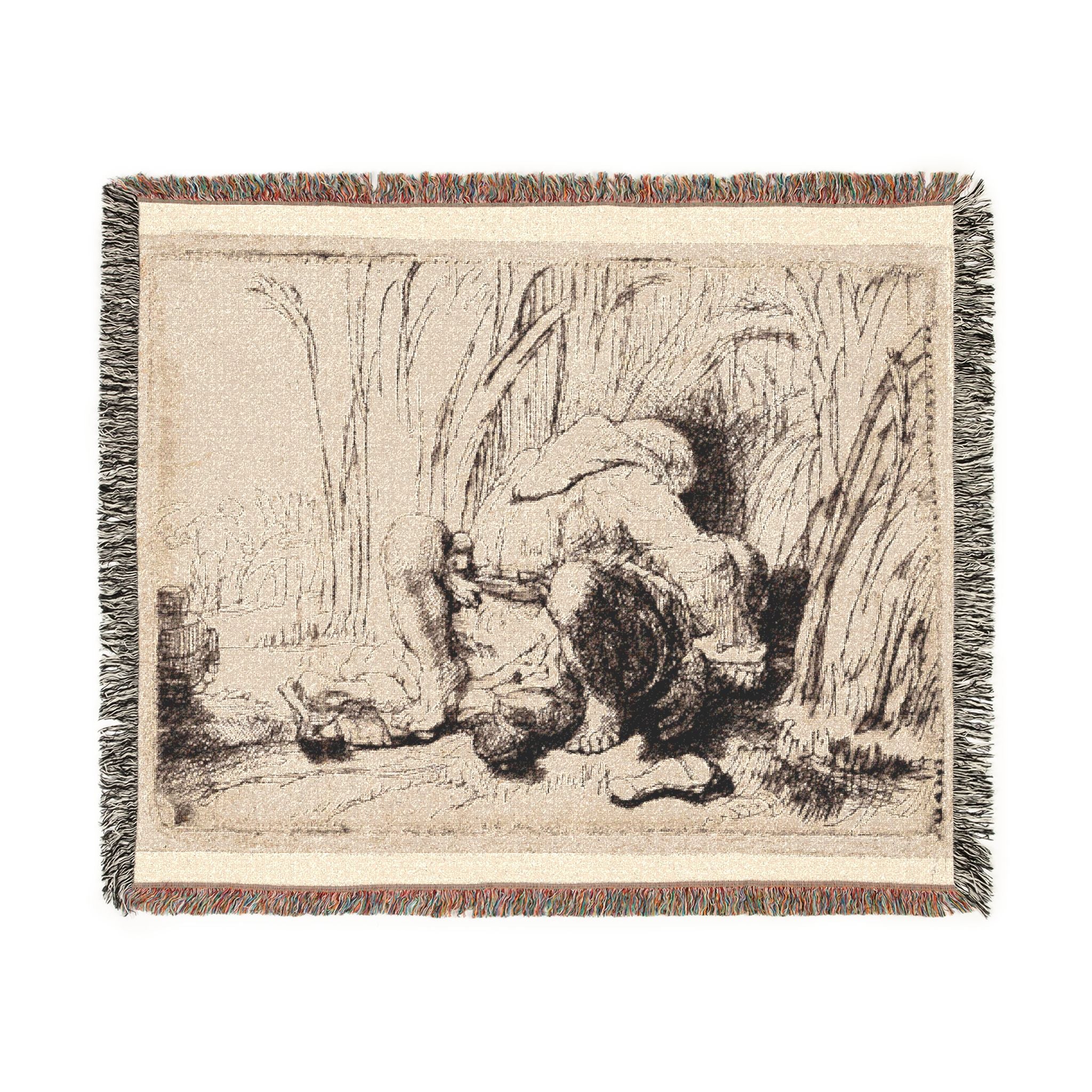 Rembrandt van Rijn - The Monk in the Cornfield | Woven Tapestry Blanket - Image 7