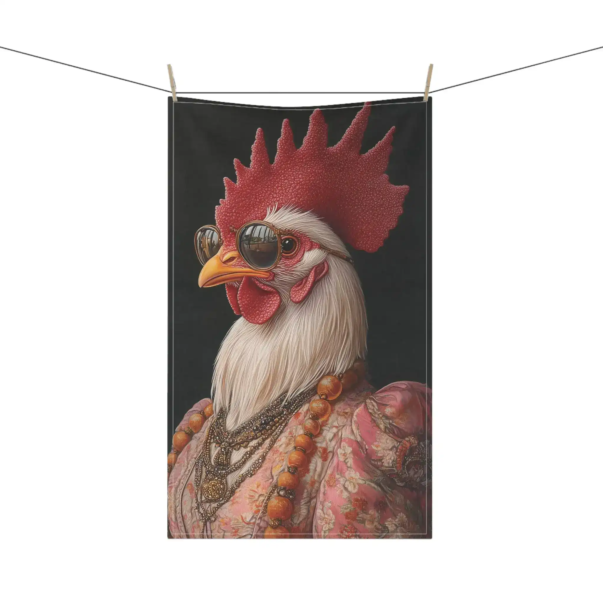 Renaissance Rooster Couture Cotton Kitchen Towel - Image 4