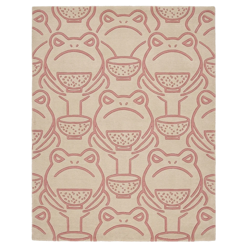 Repeating Frog Motif Hand Tufted Rug