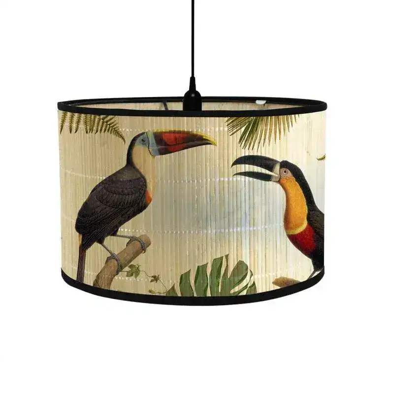Retro Tropical Paradise Drum Lampshade - Image 10