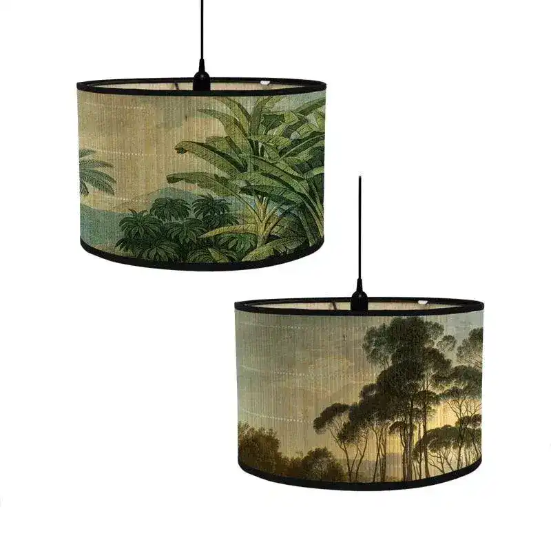 Retro Tropical Paradise Drum Lampshade - Image 2