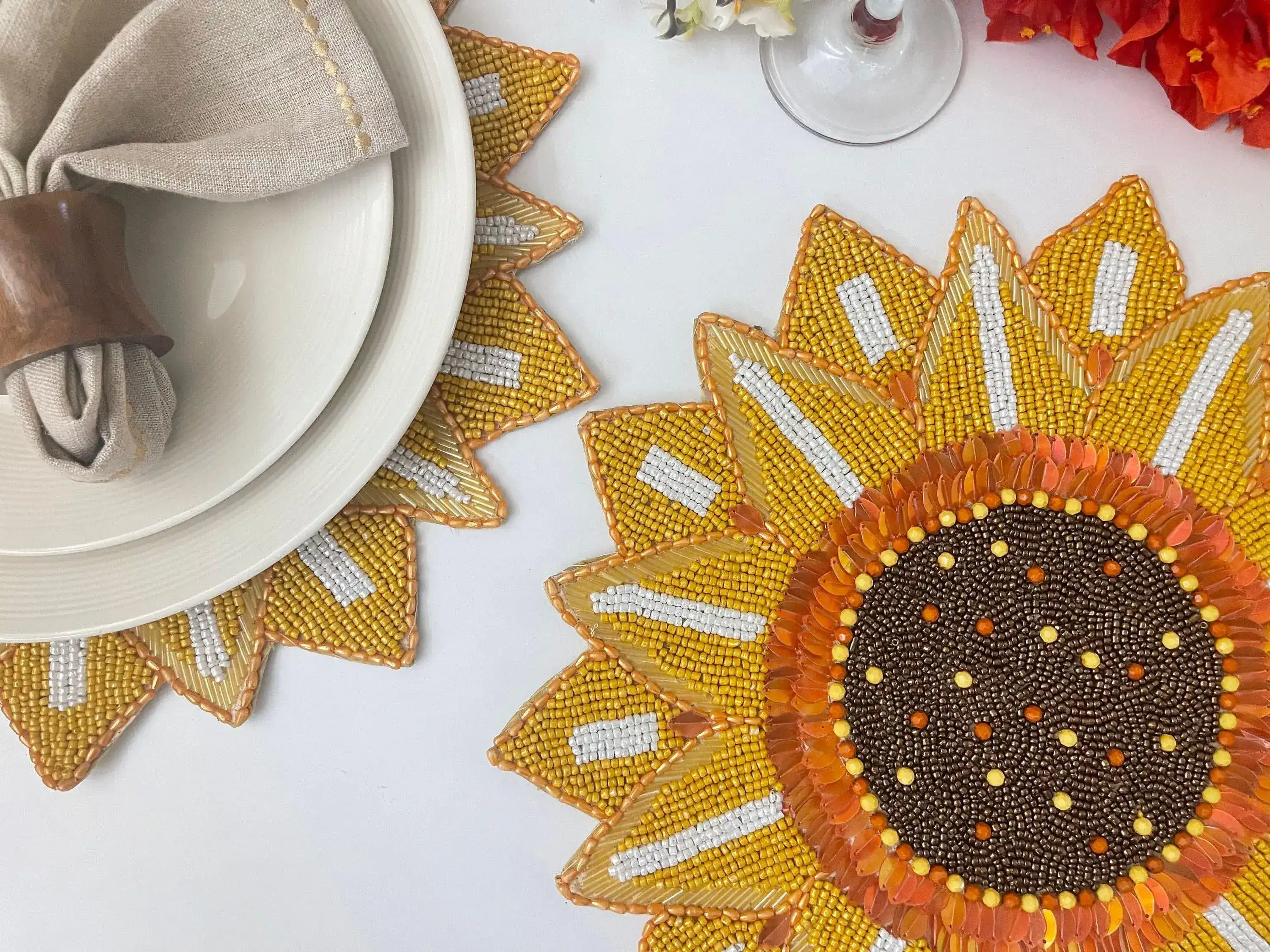 Rising Sunflower Beaded Placemat - Image 2