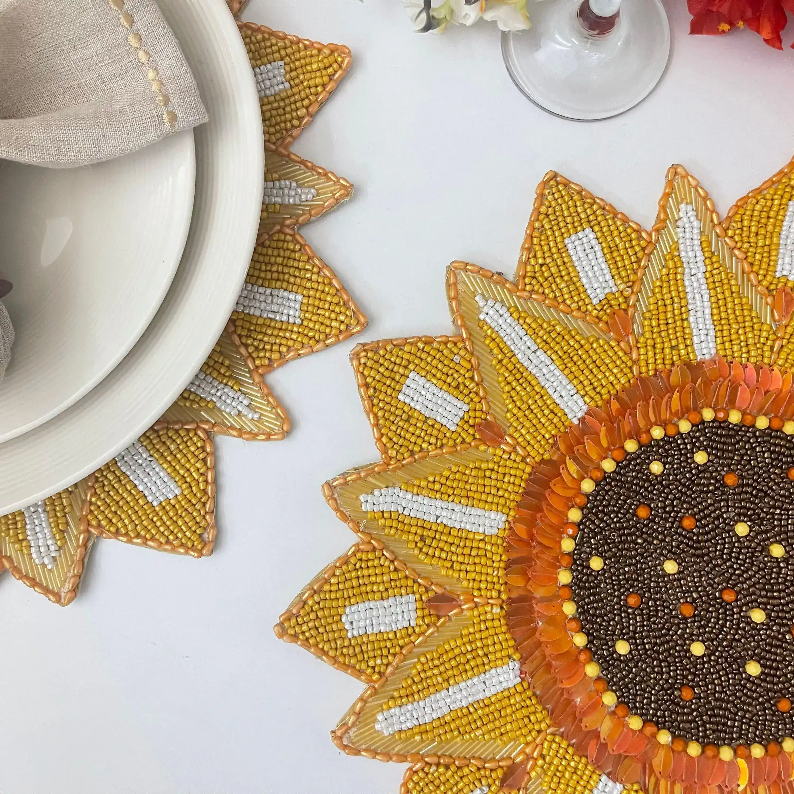 Rising Sunflower Beaded Placemat - Image 5