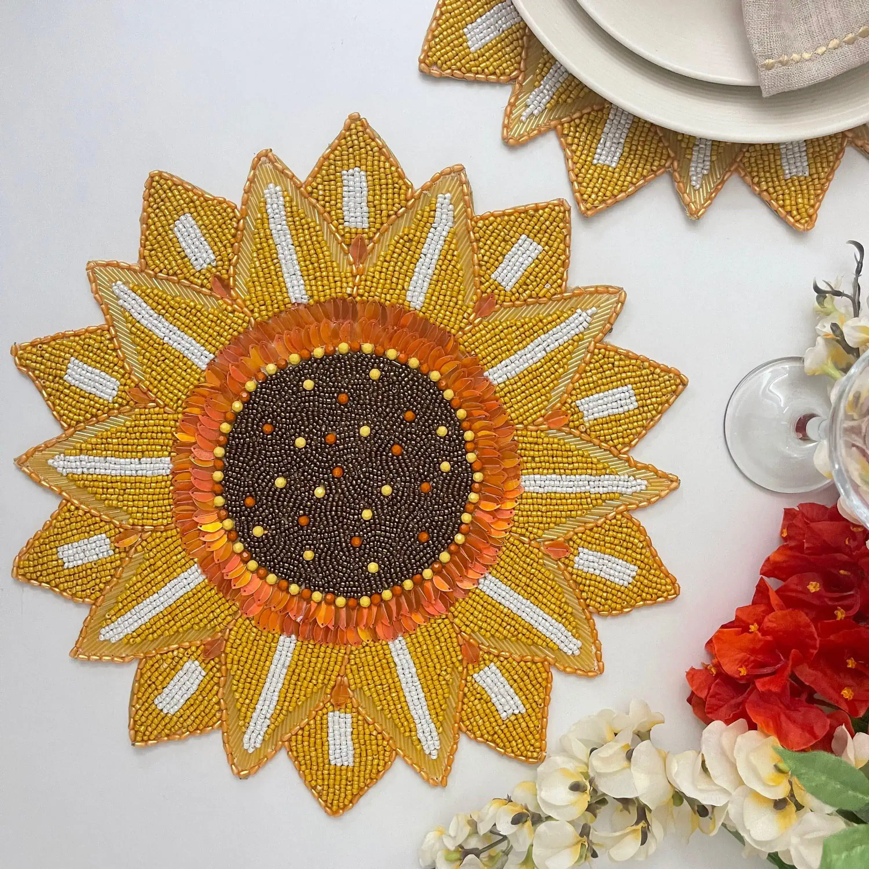 Rising Sunflower Beaded Placemat - Image 6