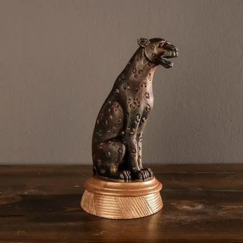 Roaring Dotted Bronze Panther Sculpture - Image 3