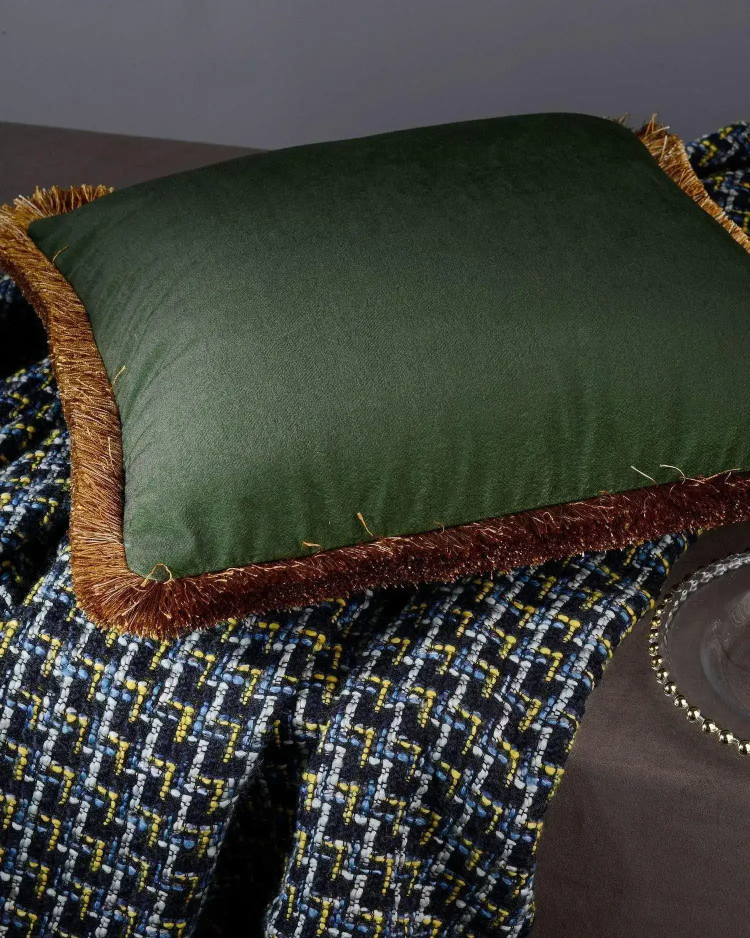 Roaring Leopard Floral Velvet Throw Cushion Cover with Fringe - Image 20