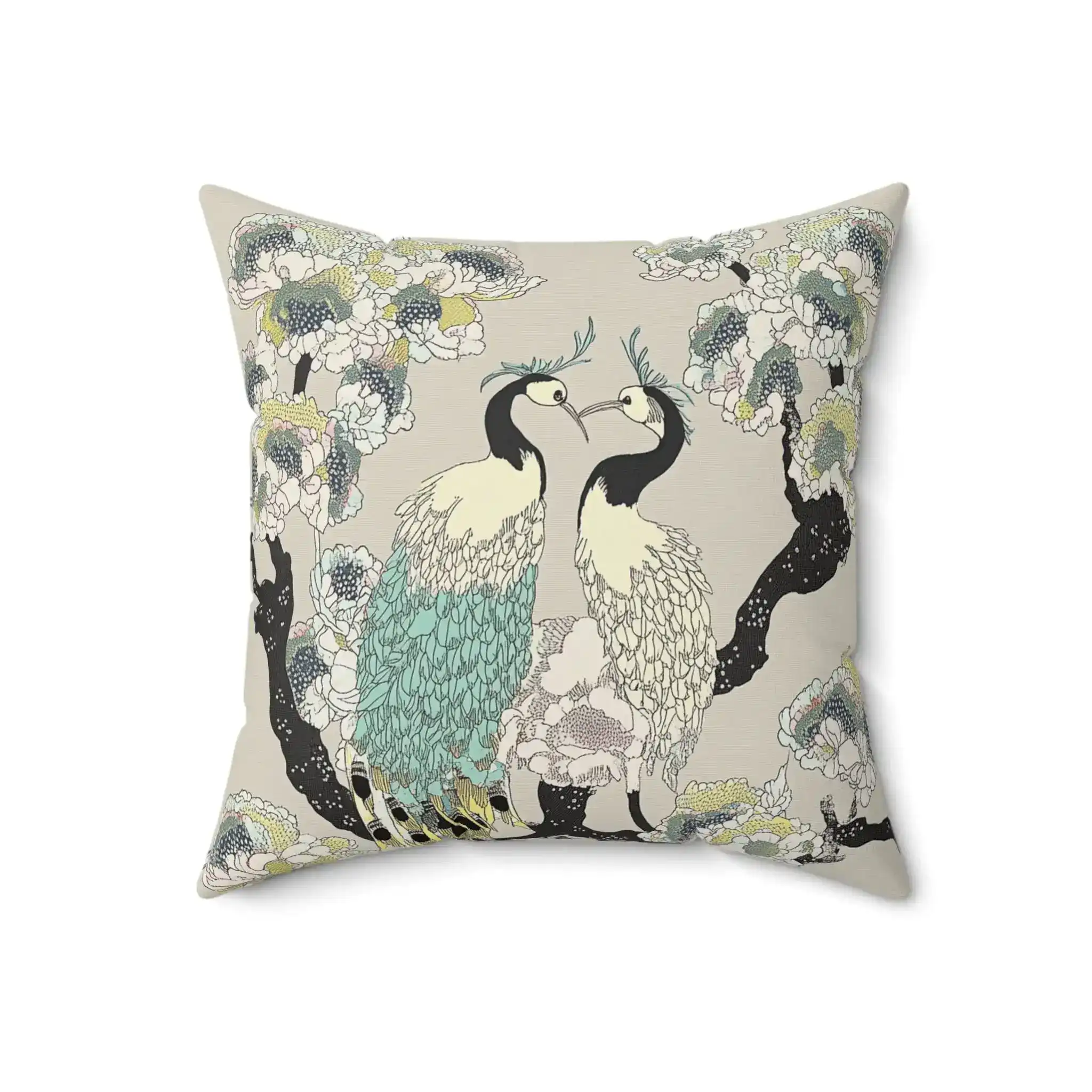 Romantic Cranes in Bloom Throw Pillow - Image 6