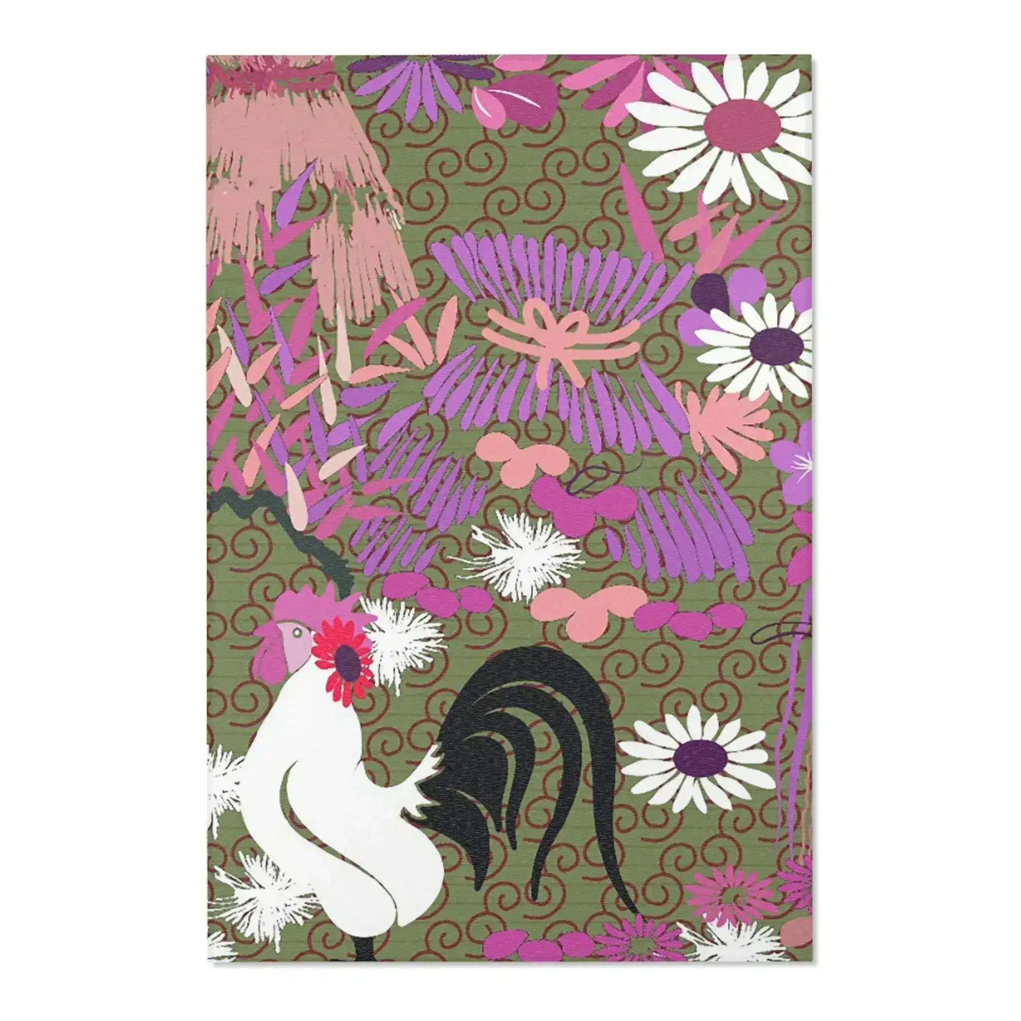 Rooster in Pink Petal Garden Accent Rug - Image 3