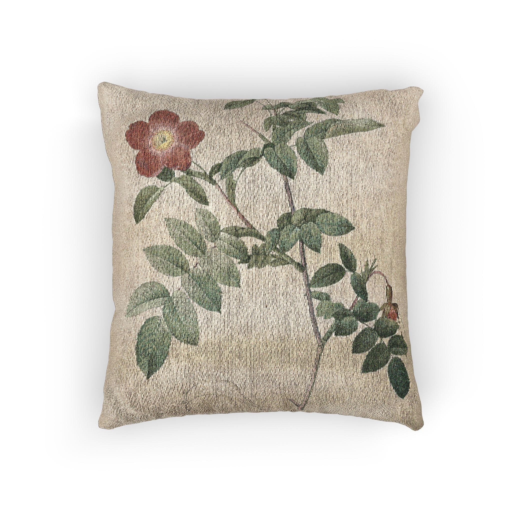 rosa-alpina-les-roses-p-j-redoute | Woven Pillow - Image 3