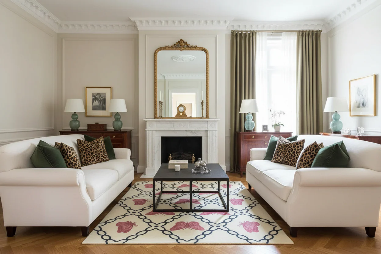 Rose Butterfly Trellis Hand Tufted Wool Rug - Image 4