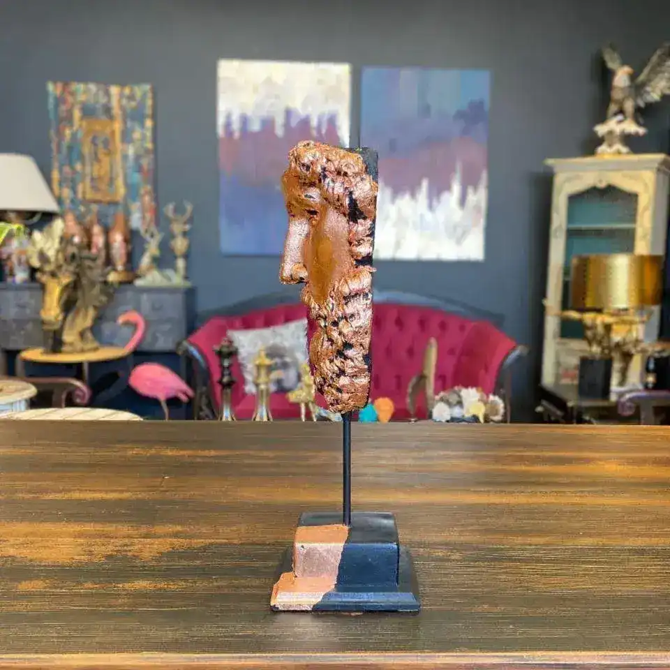 Rose Gold Gilded Zeus Bust Stone Sculpture - Image 3
