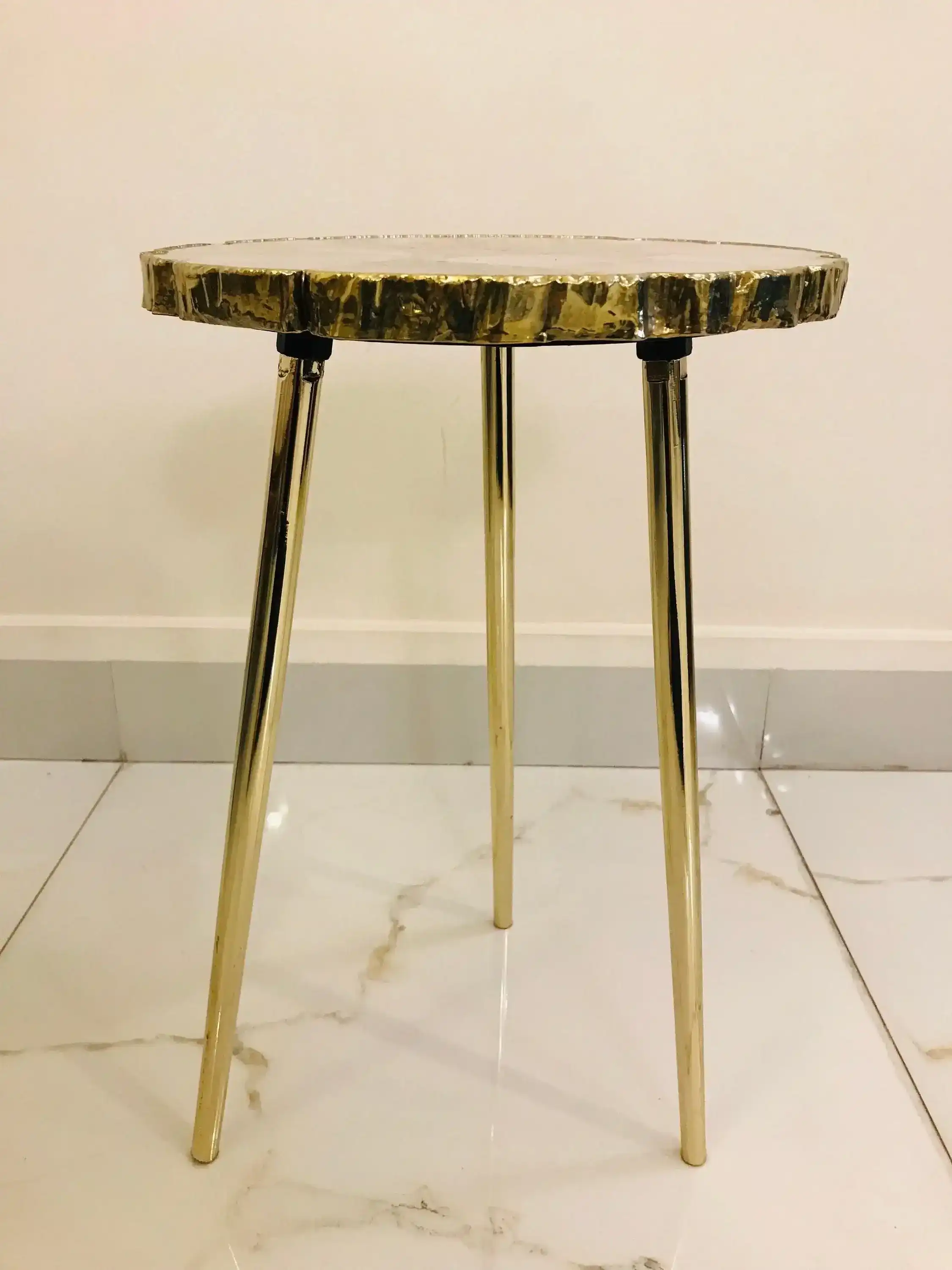Rose Quartz Agate Organic Edge Accent Table - Image 9