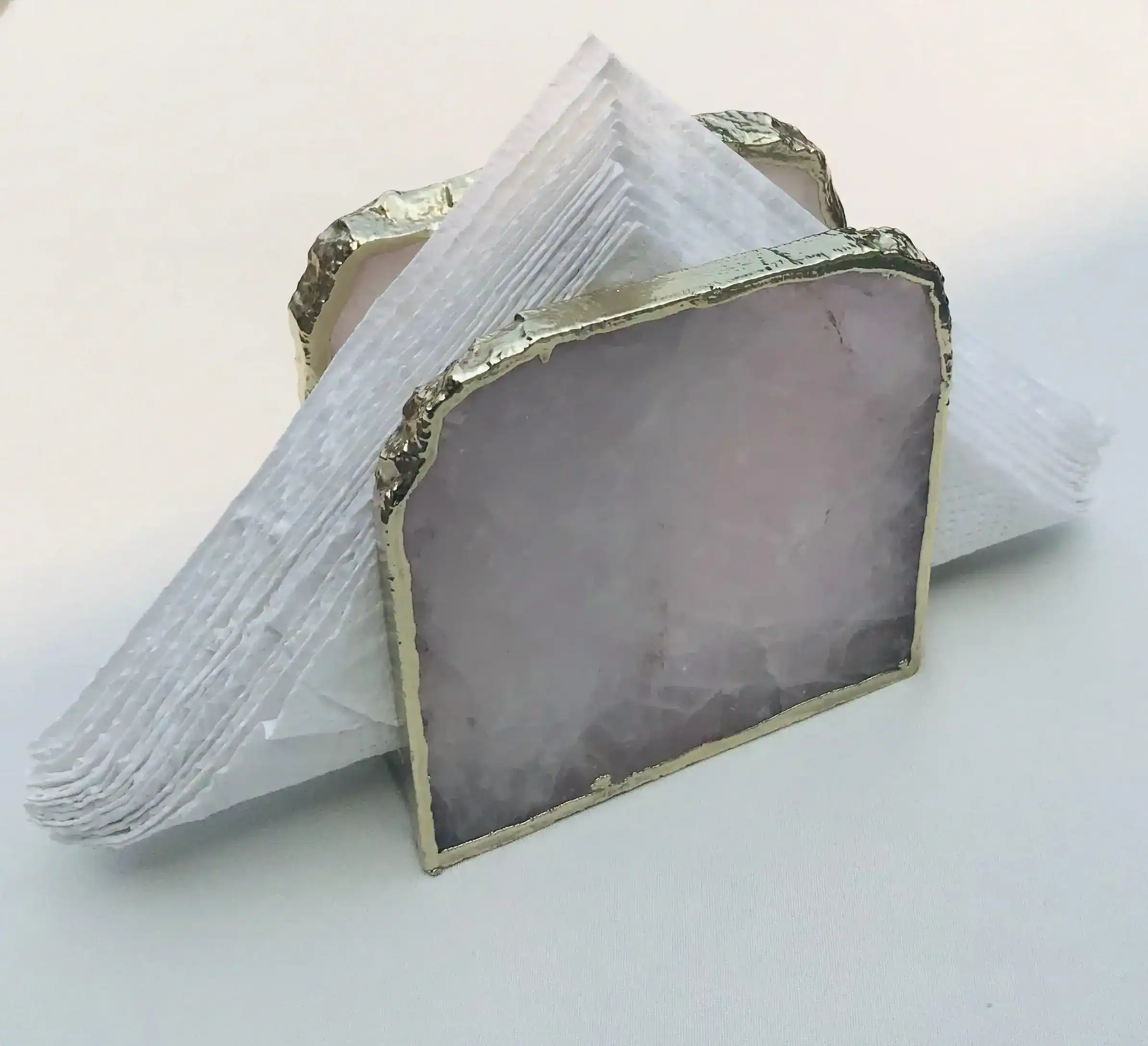 Rose Quartz Stone Napkin Holder - Image 4