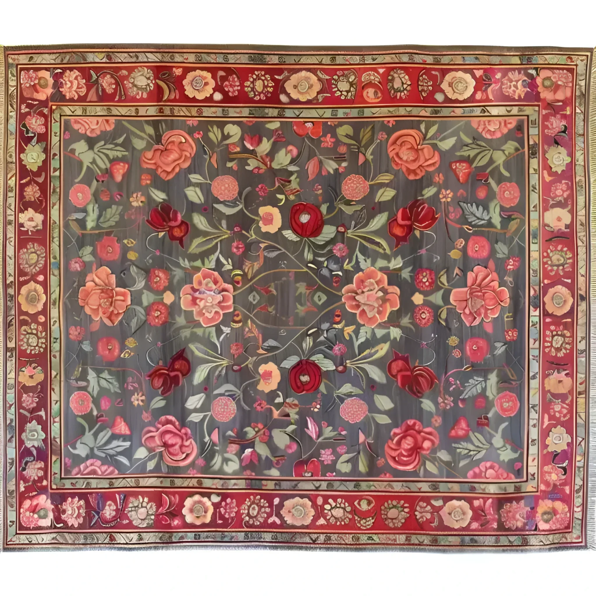 Roses and Lilies Hand Knotted Area Rug - Image 3