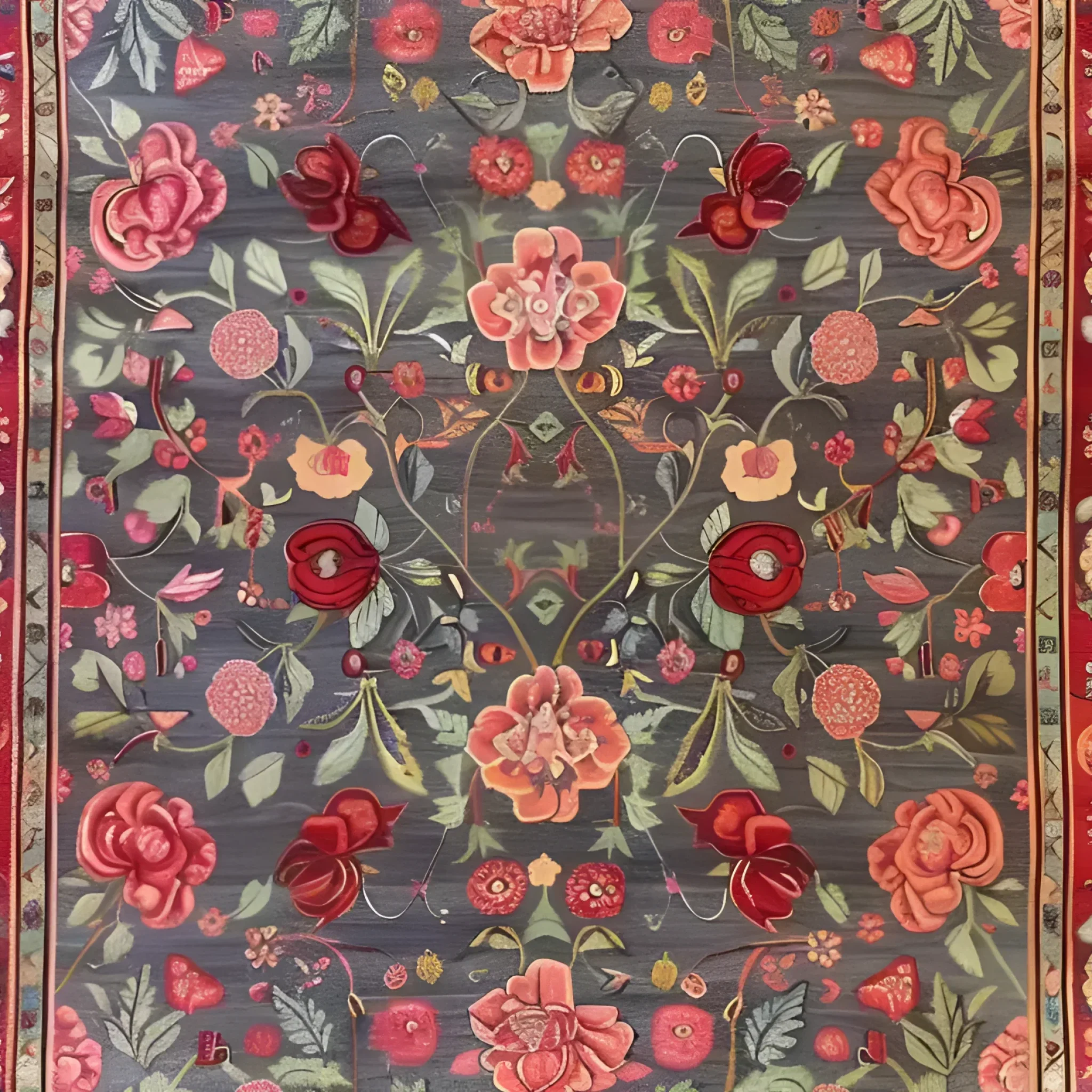 Roses and Lilies Hand Knotted Area Rug - Image 4