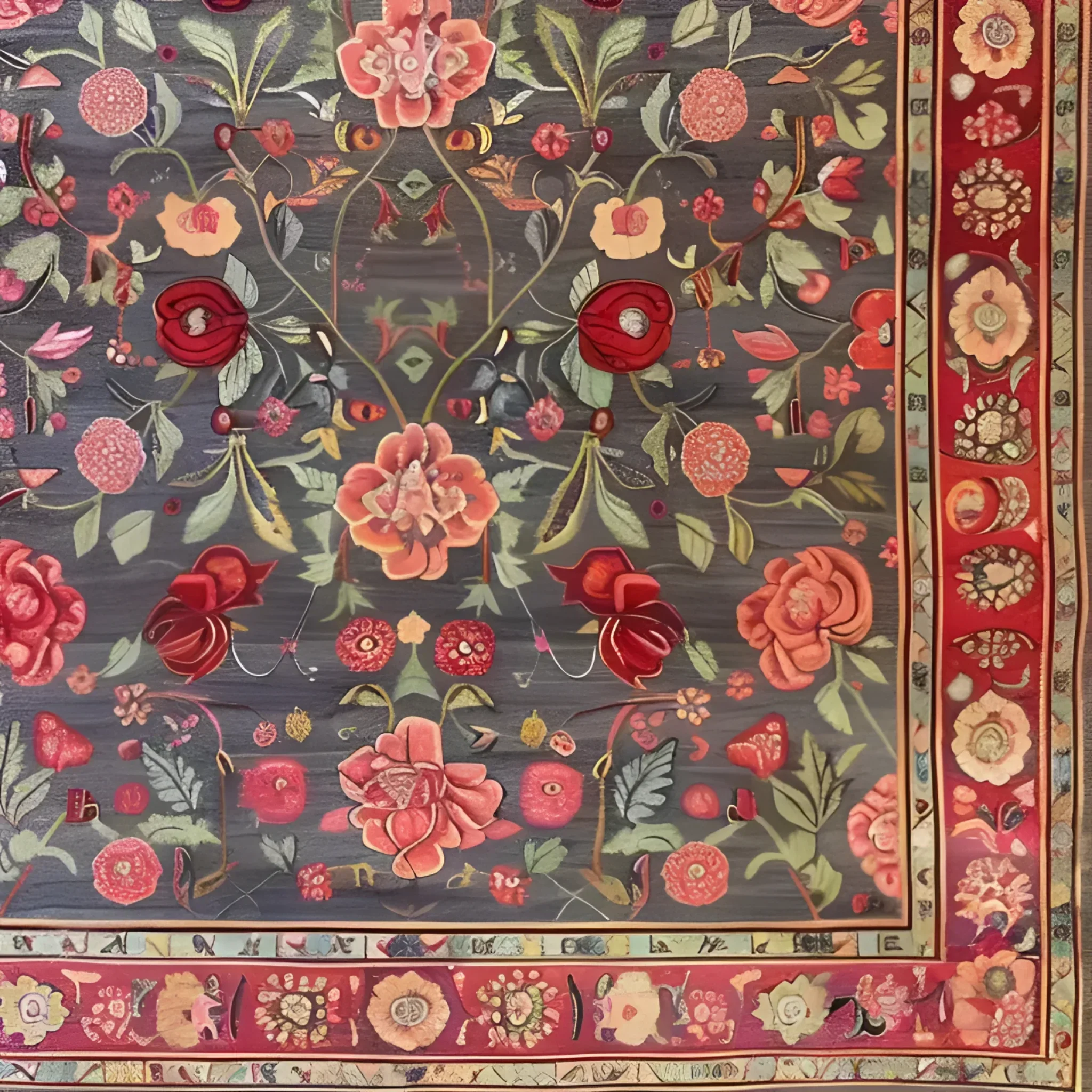 Roses and Lilies Hand Knotted Area Rug - Image 6
