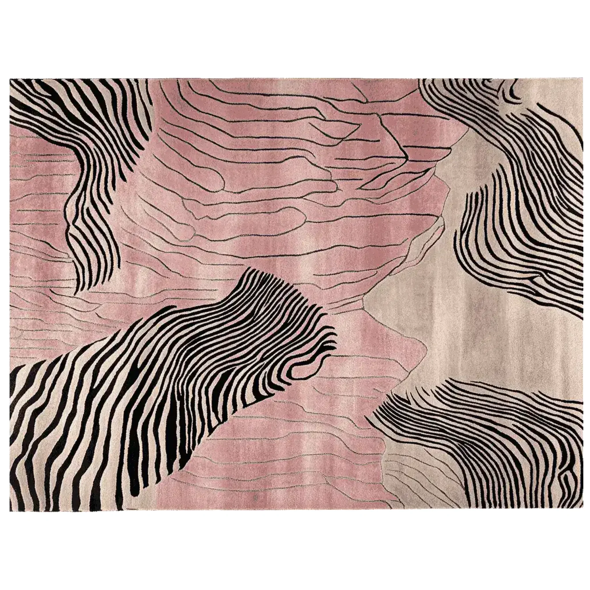 Rosy Desert Drift Lines Hand Tufted Rug - Image 3