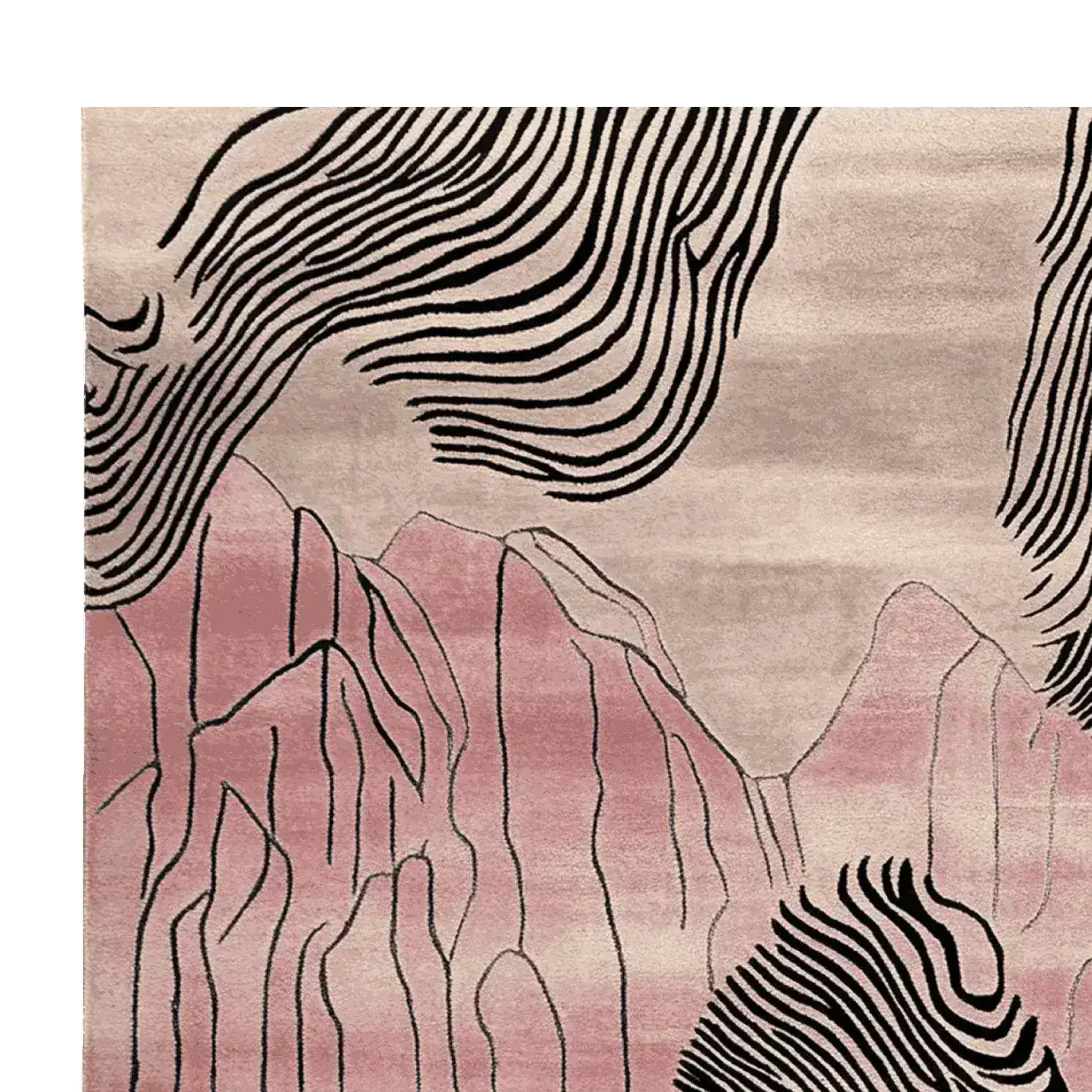 Rosy Desert Drift Lines Hand Tufted Rug - Image 4