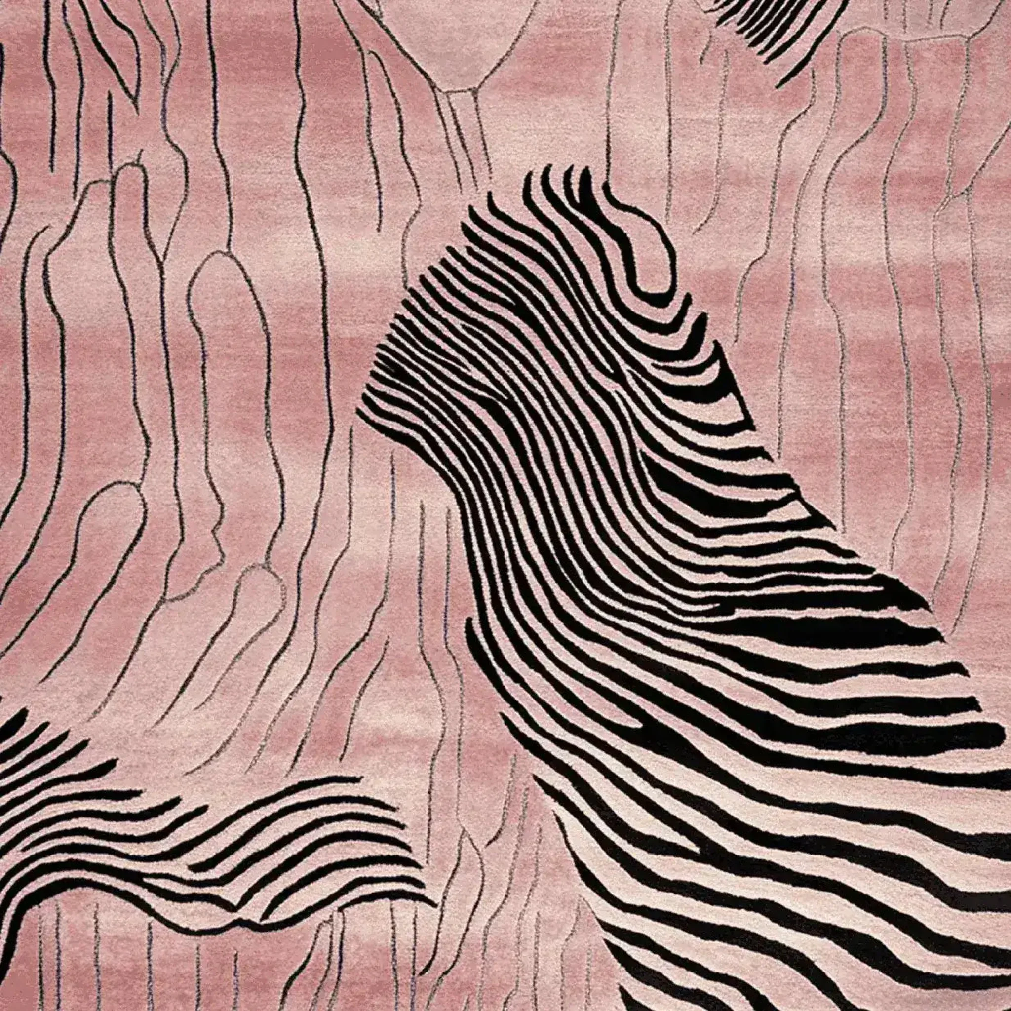 Rosy Desert Drift Lines Hand Tufted Rug - Image 5