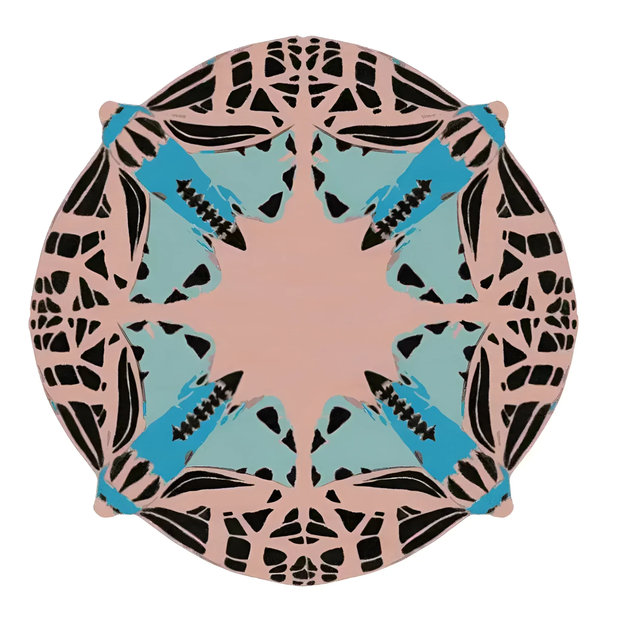 Round Abstract Butterfly Hand Tufted Rug - Blue - Image 7