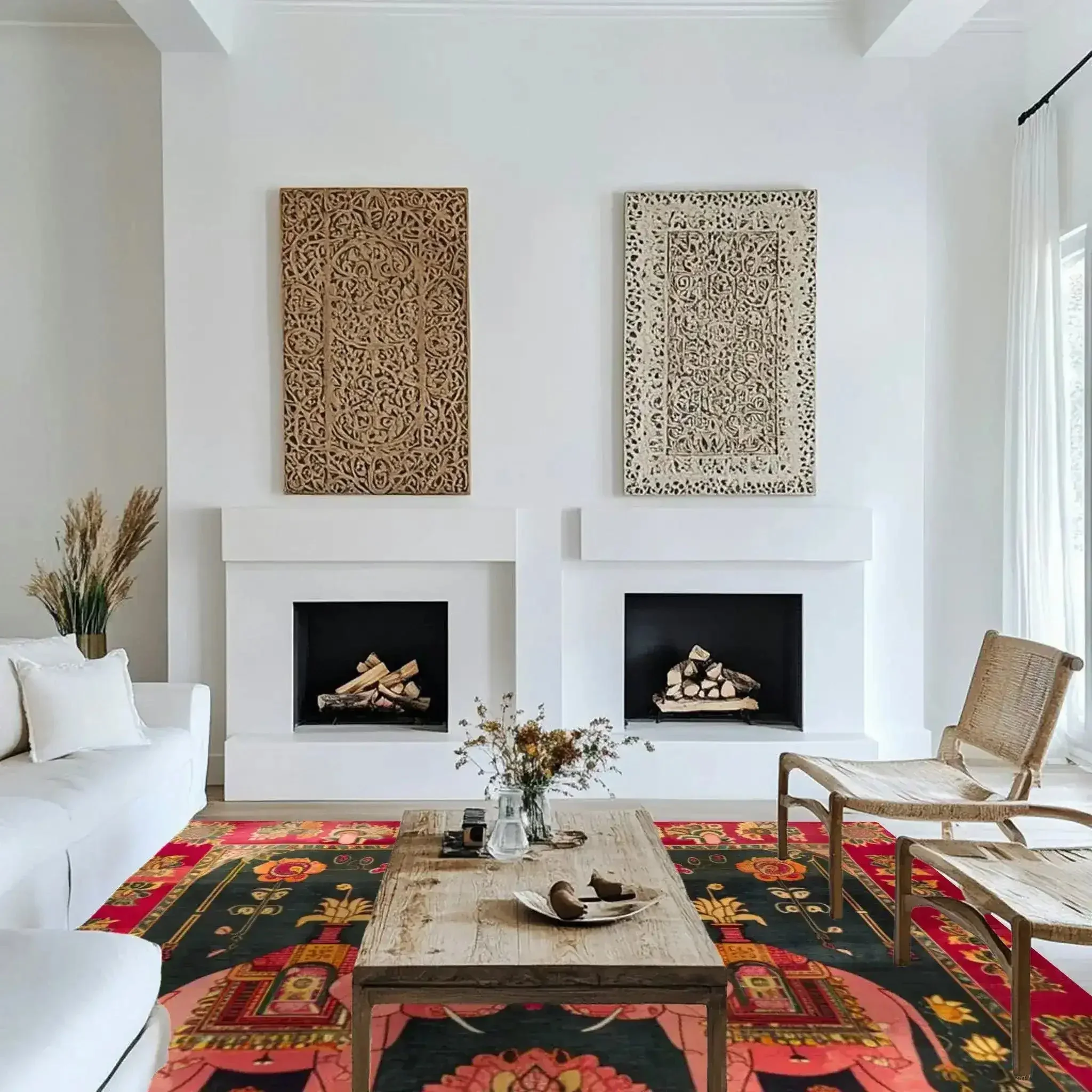 Royal Elephants Tapestry Wool Hand Knotted Area Rug - Image 3