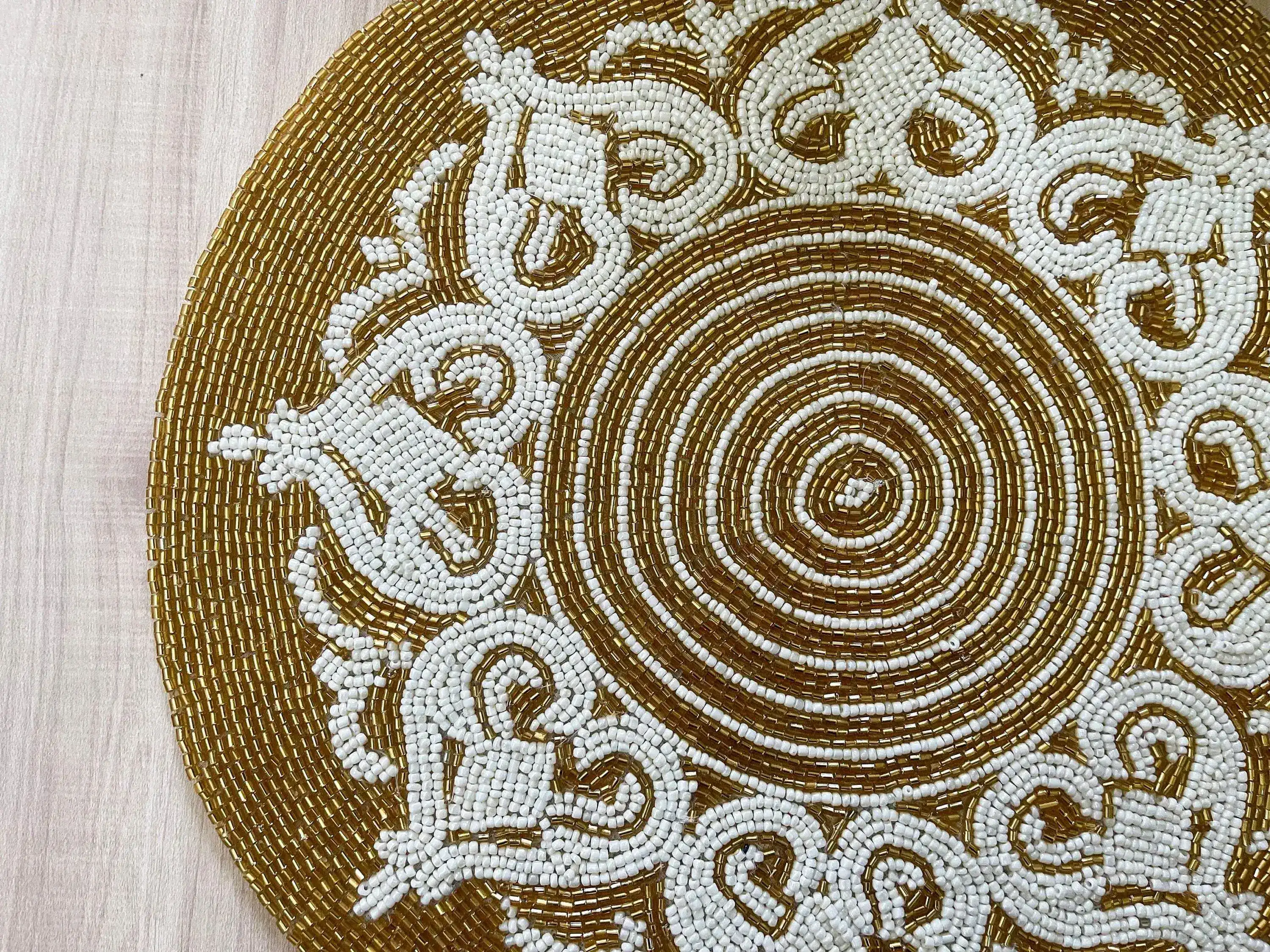 Royal Gold and White Beaded Placemat - Image 4
