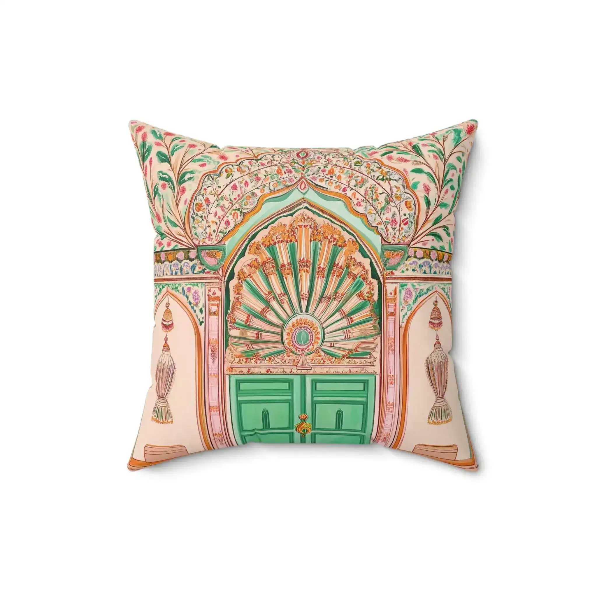 Royal Peacock Archway Throw Pillow - Image 3