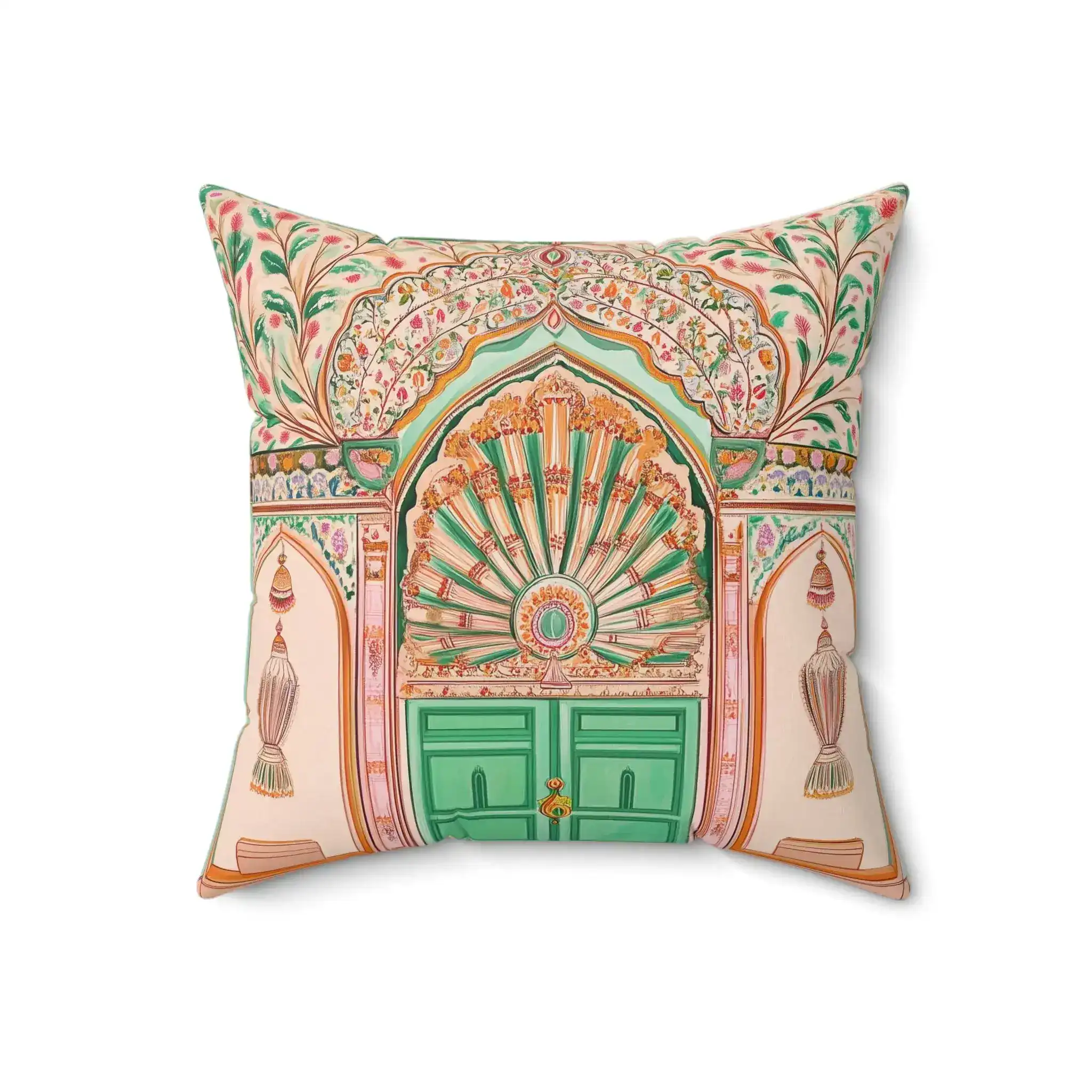 Royal Peacock Archway Throw Pillow - Image 4
