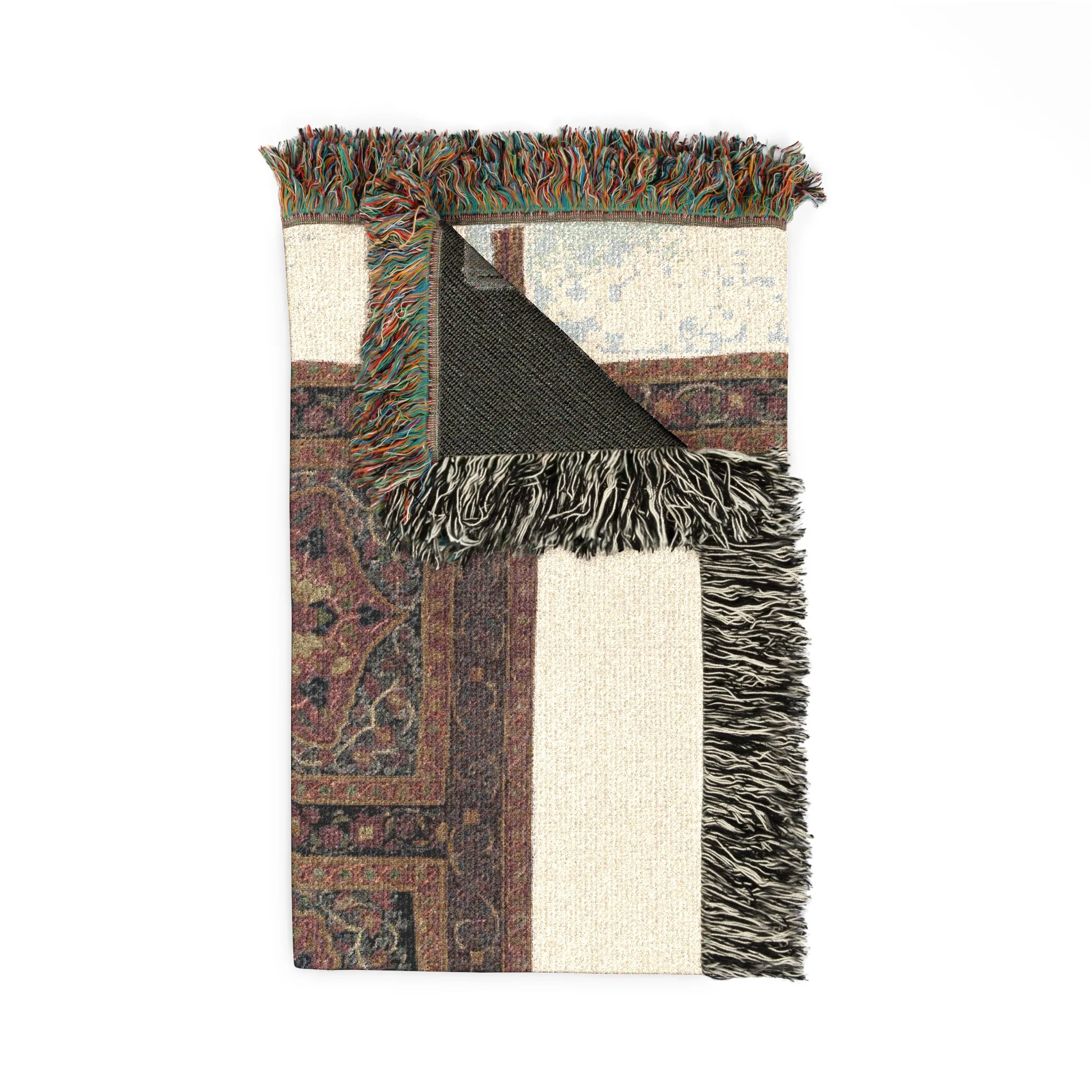 Royal Round Tent made for Muhammad Shah (wall panel with three design units) Woven Throw Blanket - Image 8