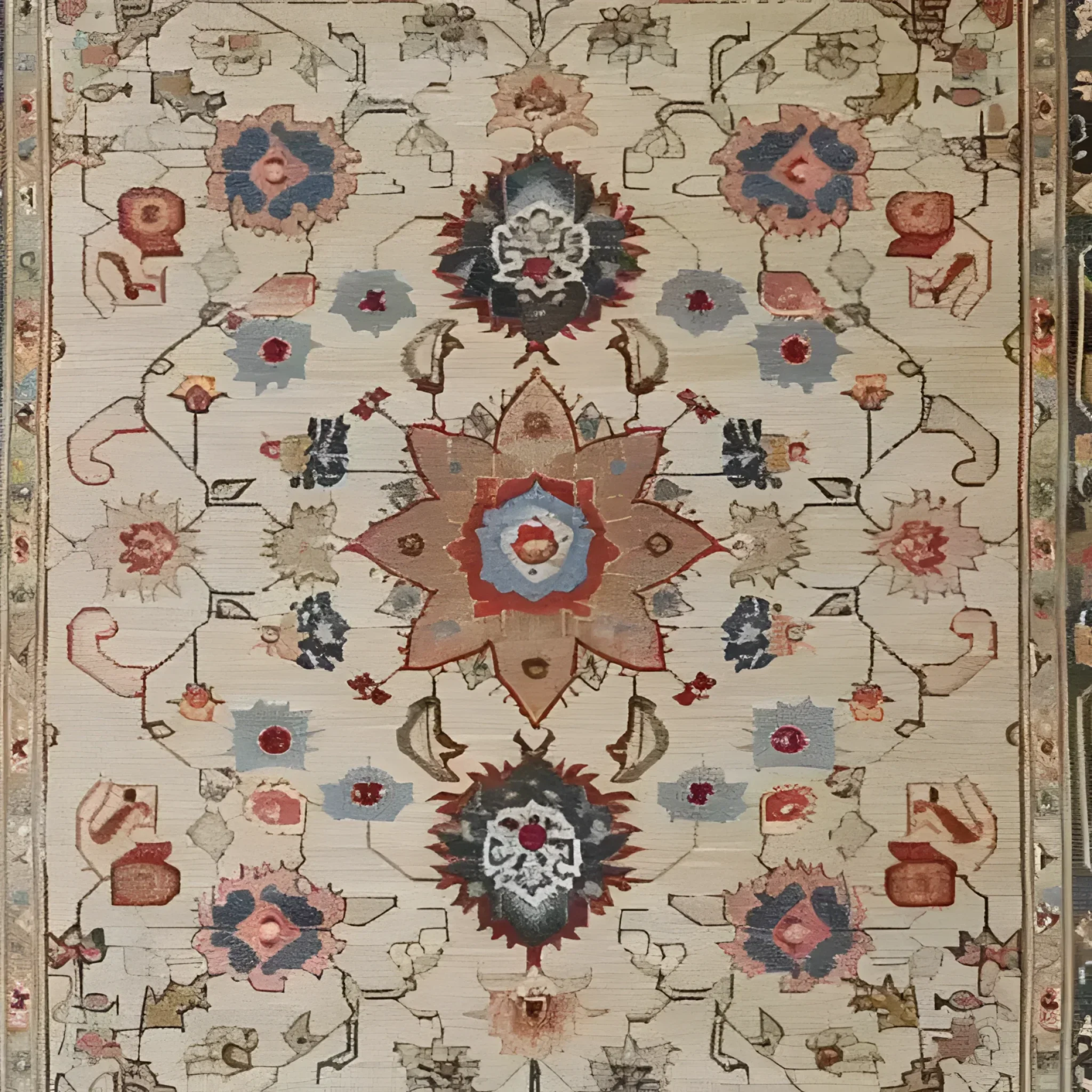 Rustic Floral Design Hand Knotted Area Rug - Image 4