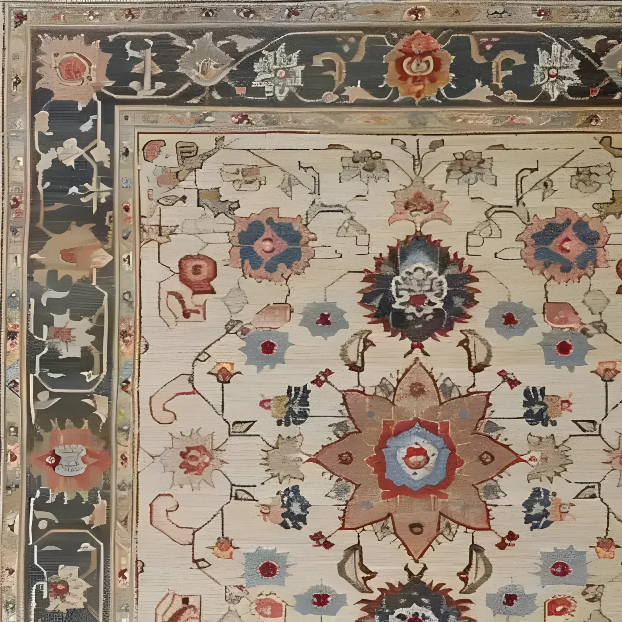 Rustic Floral Design Hand Knotted Area Rug - Image 5