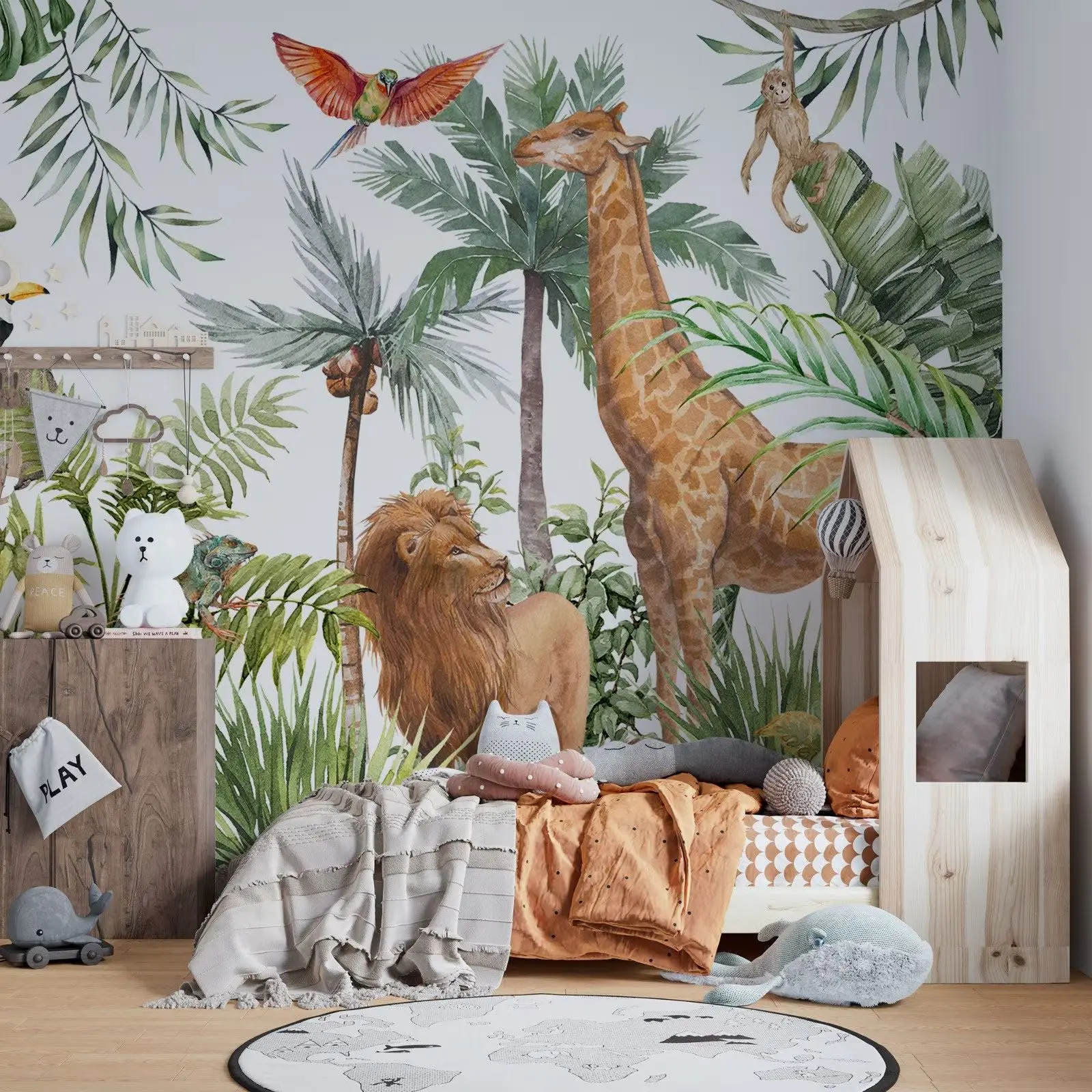 Safari Jungle Animals Nursery Mural - Image 4