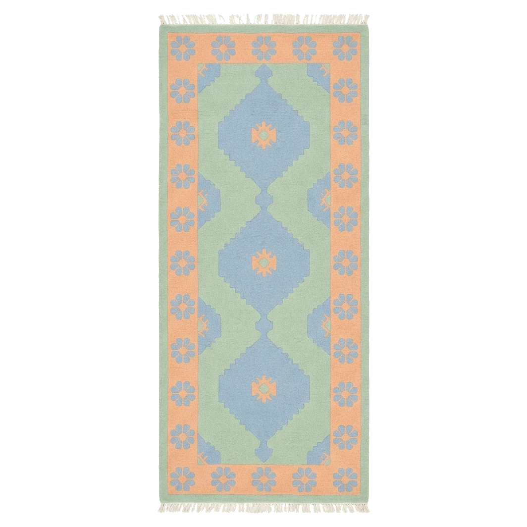 Sage & Amber Ogee Hand Knotted Runner Rug