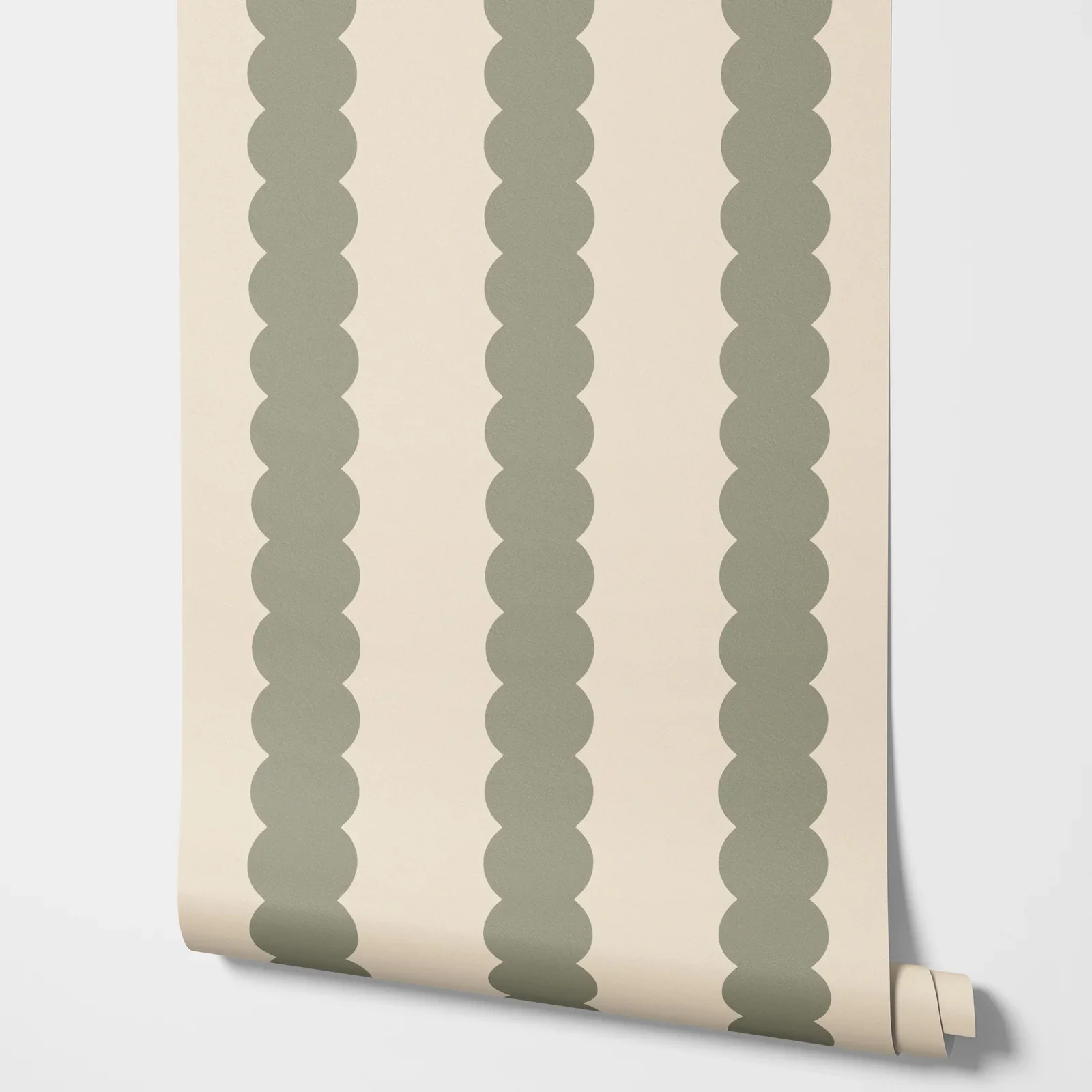 Sage Green Scallop Wallpaper - Image 4