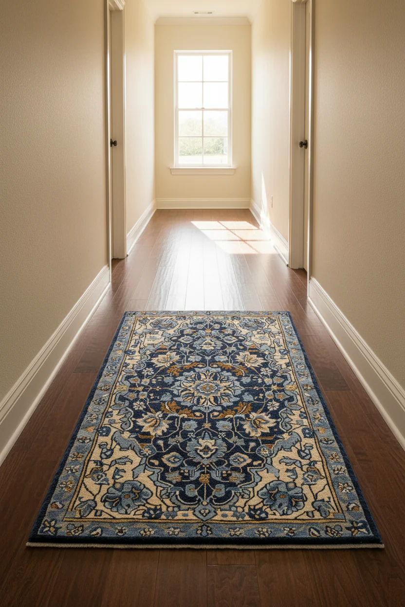 Sapphire Arabesque Hand Tufted Wool Rug 3 x 10 ft - Image 2