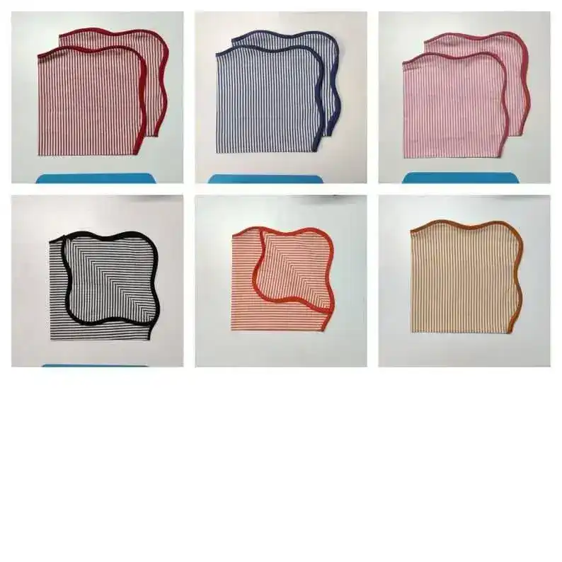 Scallop Striped Square Cotton Napkins - Image 4